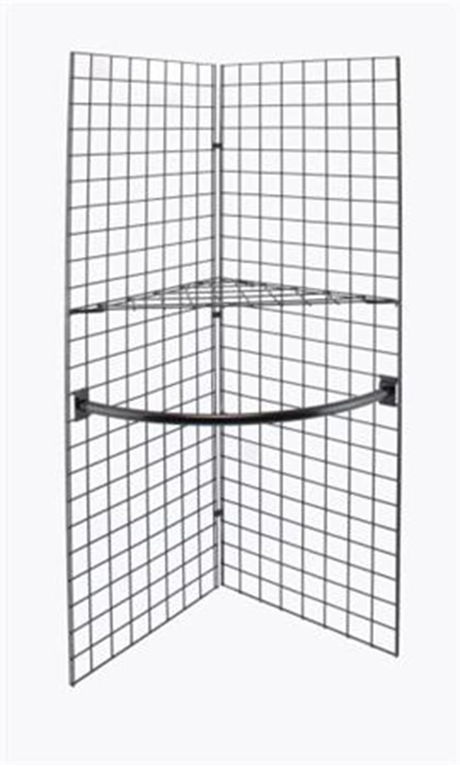 SSWBasics Black Wire Grid V Unit Display with Shelf & Hangrail - Versatile Wall Art & Retail Display Panels for Stores, Galleries & Trade Shows - Space-Saving V-Shaped Design for Efficient Product Showcase - Perfect for Boutiques, Exhibitions & Home Decor Organization