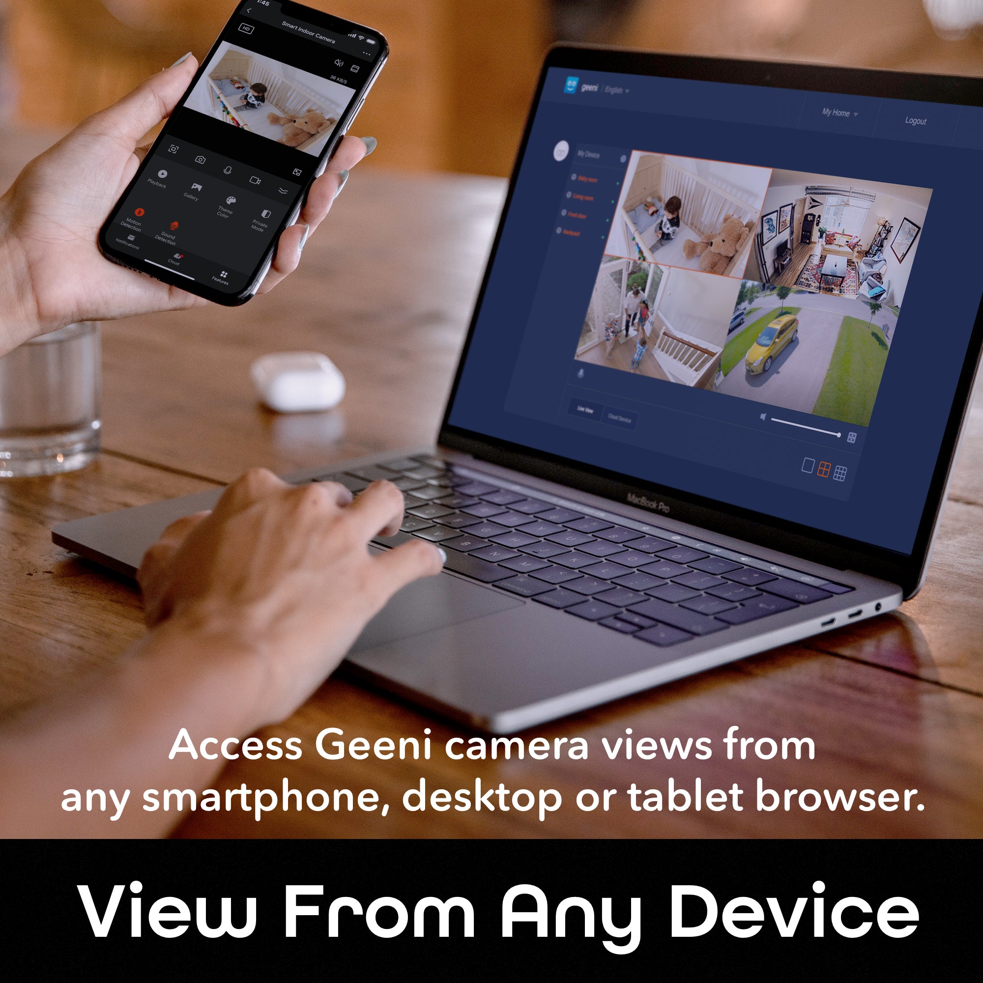 Geeni Sentinel 1080p Pan & Tilt Security Camera - Indoor Wireless IP Camera with Night Vision, 2-Way Audio, Motion Detection - Ideal for Home, Baby & Pet Monitoring (Black)