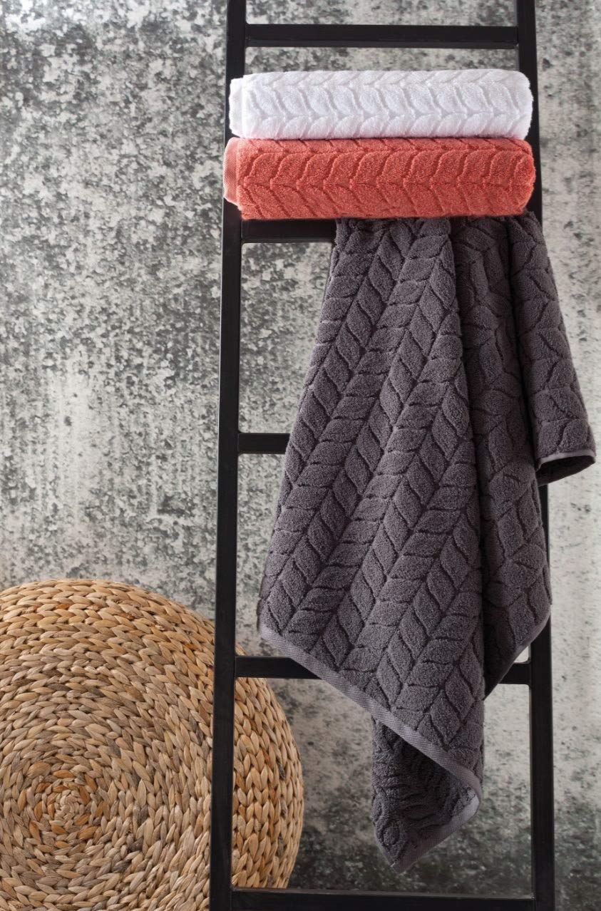 BAGNO MILANO Luxury Turkish Bath Towels Set - Ultra Soft Plush Jacquard, Quick Dry & Absorbent, 4-Piece Hand Towel Set (Grey) - Perfect for Spa, Bathroom & Hotel Use