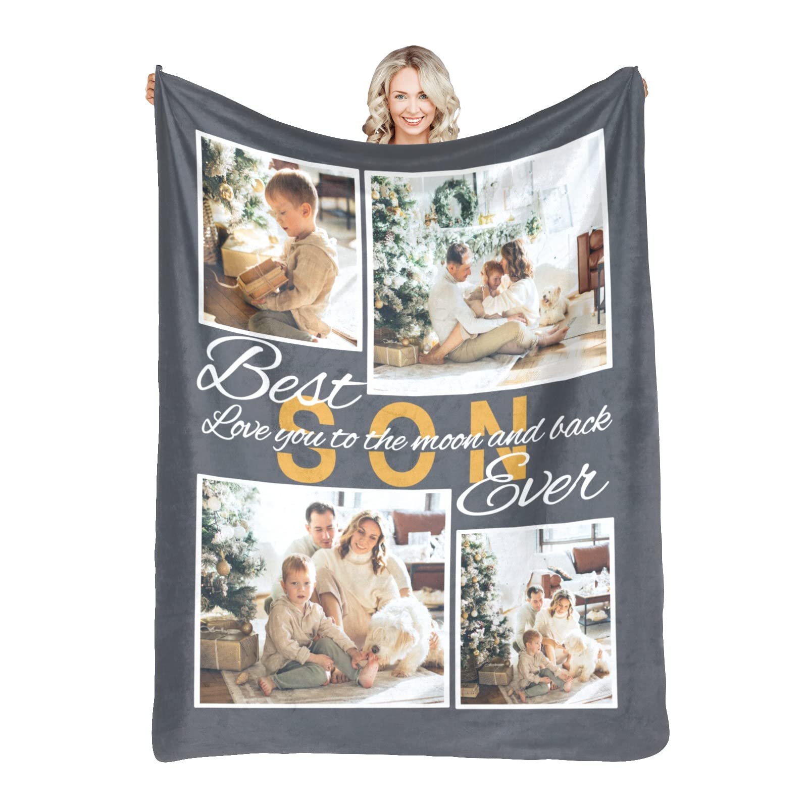Custom Photo Blanket - Personalized Picture Blanket with Your Design for Mother, Father, Kids, Sister, Friends & Couples - 50x60 Inch Sherpa Fleece - Perfect for Birthday Gifts, Anniversary Presents & Family Keepsakes