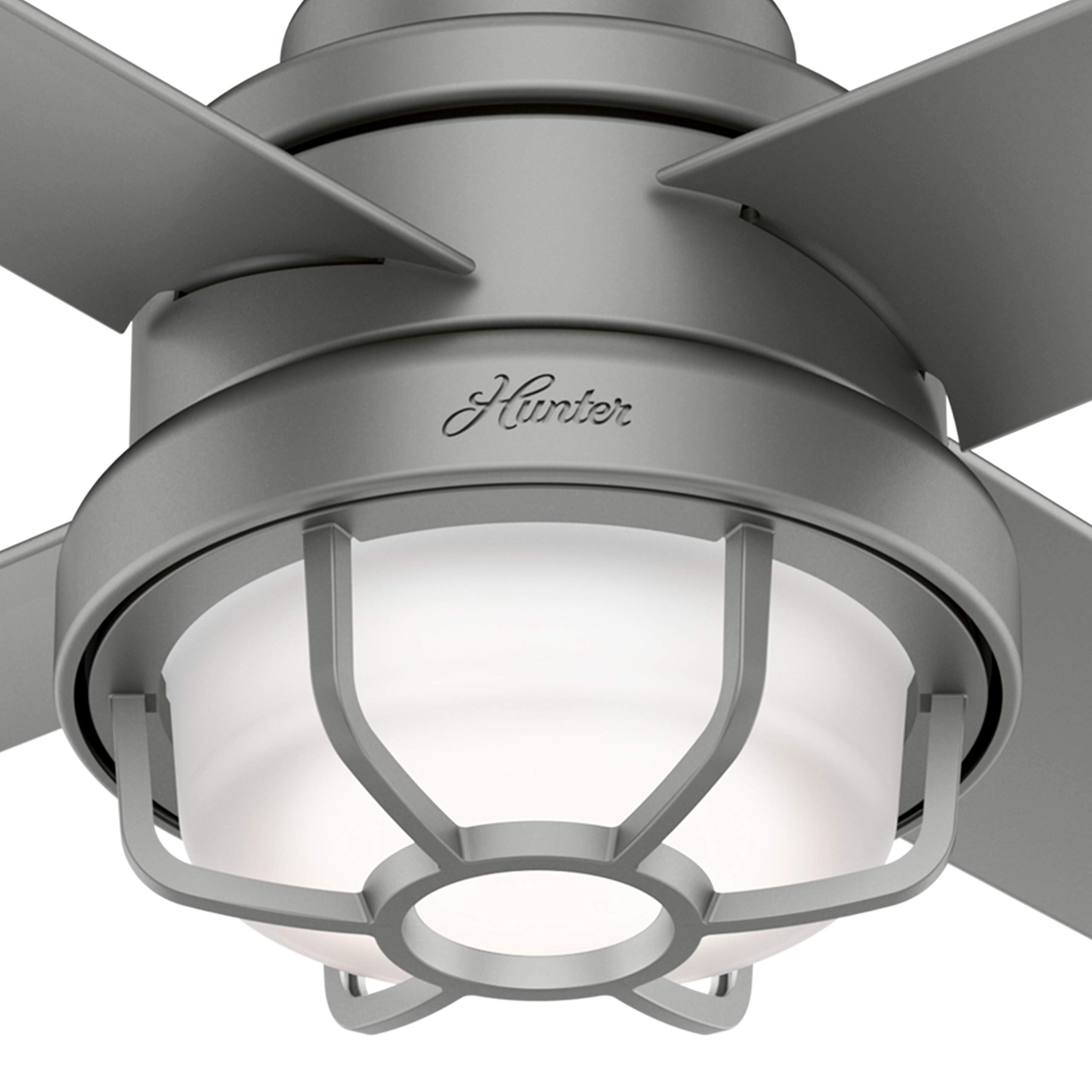 Hunter Fan 54 Inch Matte Silver Outdoor Ceiling Fan with LED Light Kit - Modern Contemporary Design for Patio, Deck & Covered Porch (Renewed)