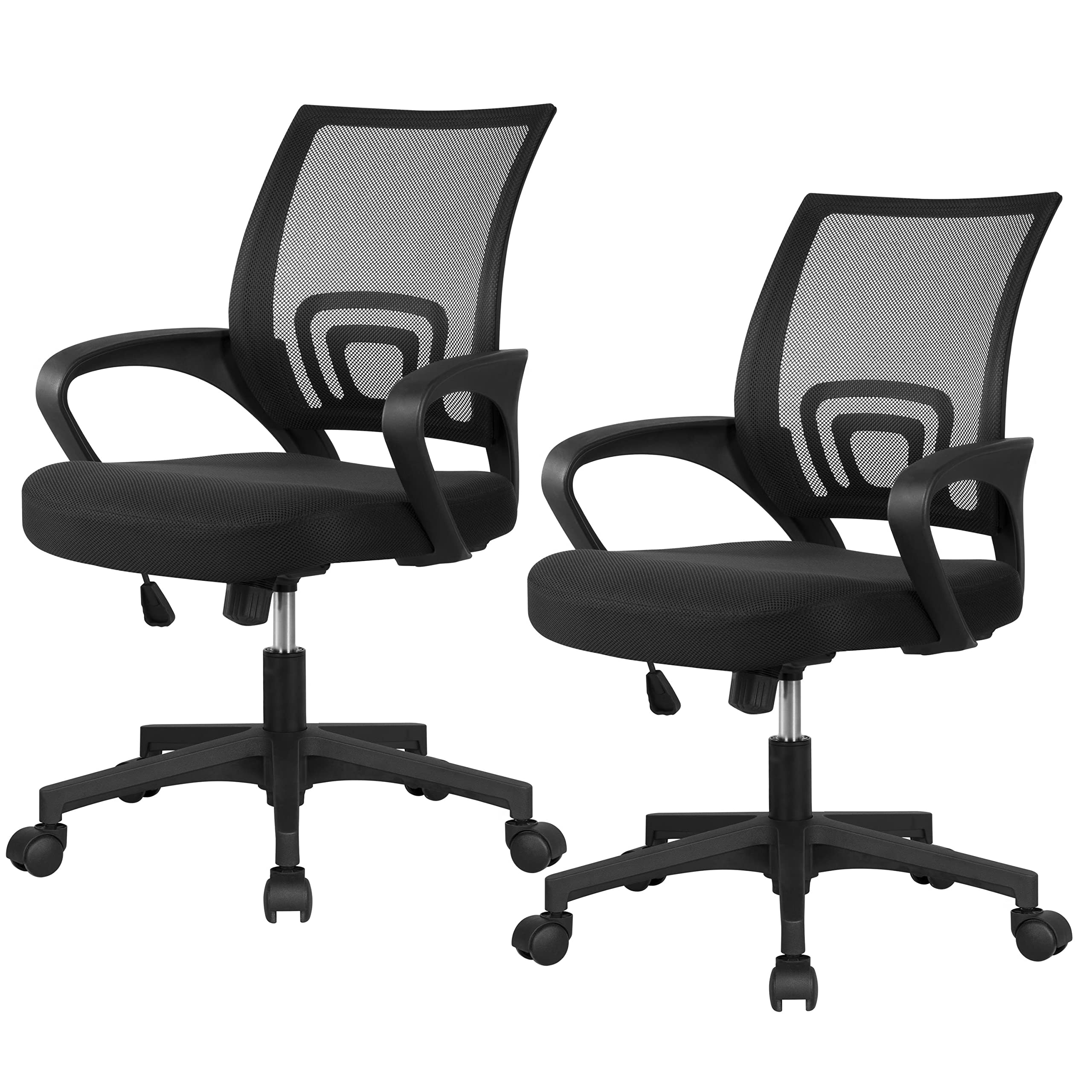 Yaheetech 44 Inch Home Office Desk & Ergonomic Chair Set with Drawer - Adjustable Height Computer Desk & Mesh Back Office Chair in White & Black - Perfect for Small Spaces, Remote Work & Gaming Setup