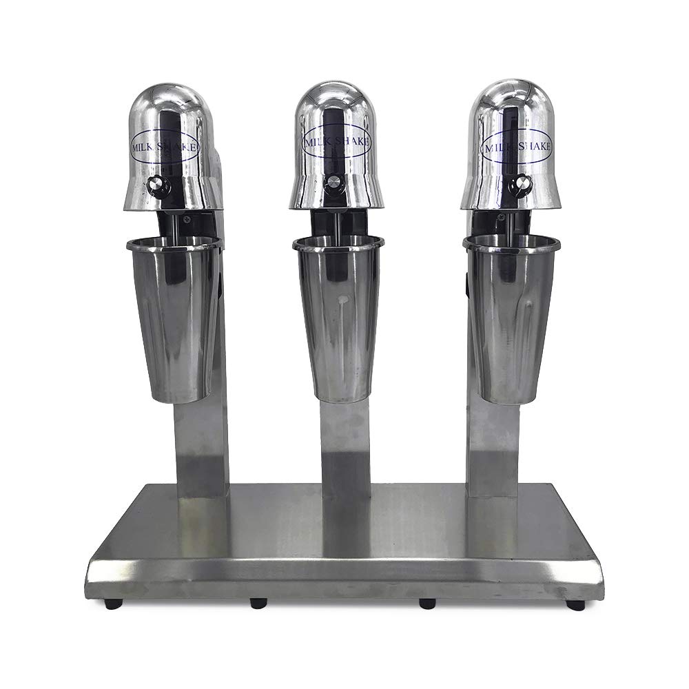 Commercial Grade Electric Milkshake Machine - Heavy Duty Stainless Steel Drink Mixer for Milk Tea, Smoothies & Shakes - 110V 18000 RPM Motor with Safety Housing - Single/Double/Three-Head Options (53x50x54cm) - Perfect for Cafes, Bubble Tea Shops & Ice Cream Stores