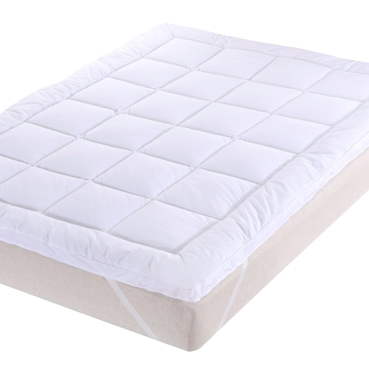 Abripedic Mattress Topper - Queen Size Cooling Cotton Cover with Down Alternative Fill, Machine Washable White Bed Topper for Pressure Relief & Back Pain - Perfect for Hot Sleepers & Allergy Sufferers