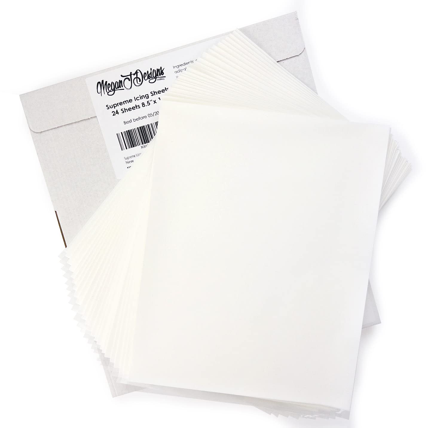 Premium Edible Icing Sheets 24 Pack - White Frosting Printer Paper for Cake Decorating (8.5