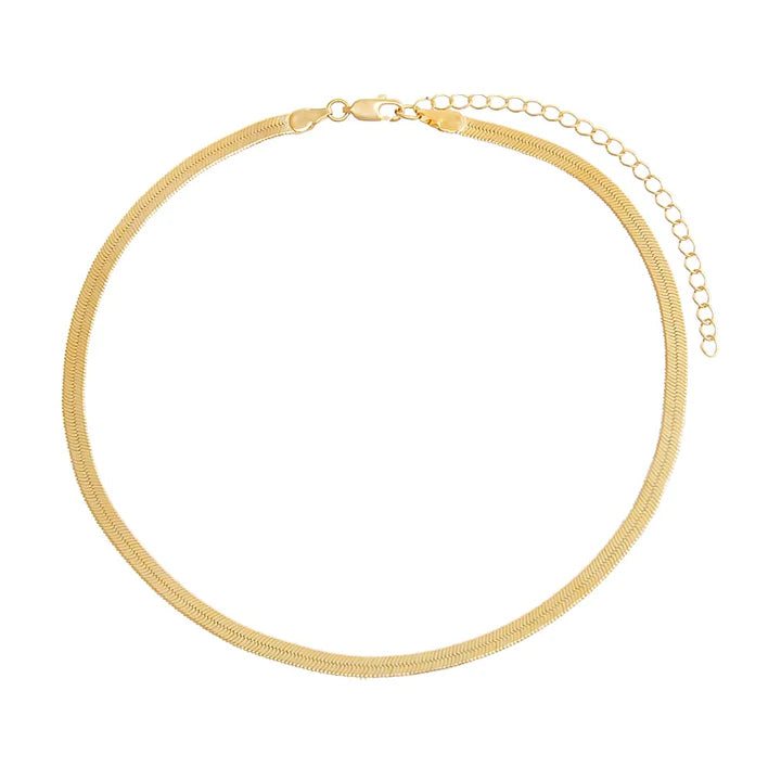Elegant Herringbone Choker Necklace for Women - Trendy Layered Gold Plated Jewelry Gift for Her - Perfect for Parties, Date Nights & Special Occasions