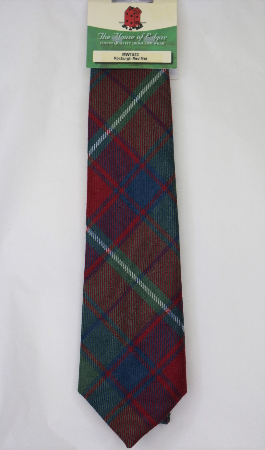 Roxburgh Muted Red Tartan Tie | Classic Scottish Wool Necktie for Men | Perfect for Weddings, Office & Formal Occasions