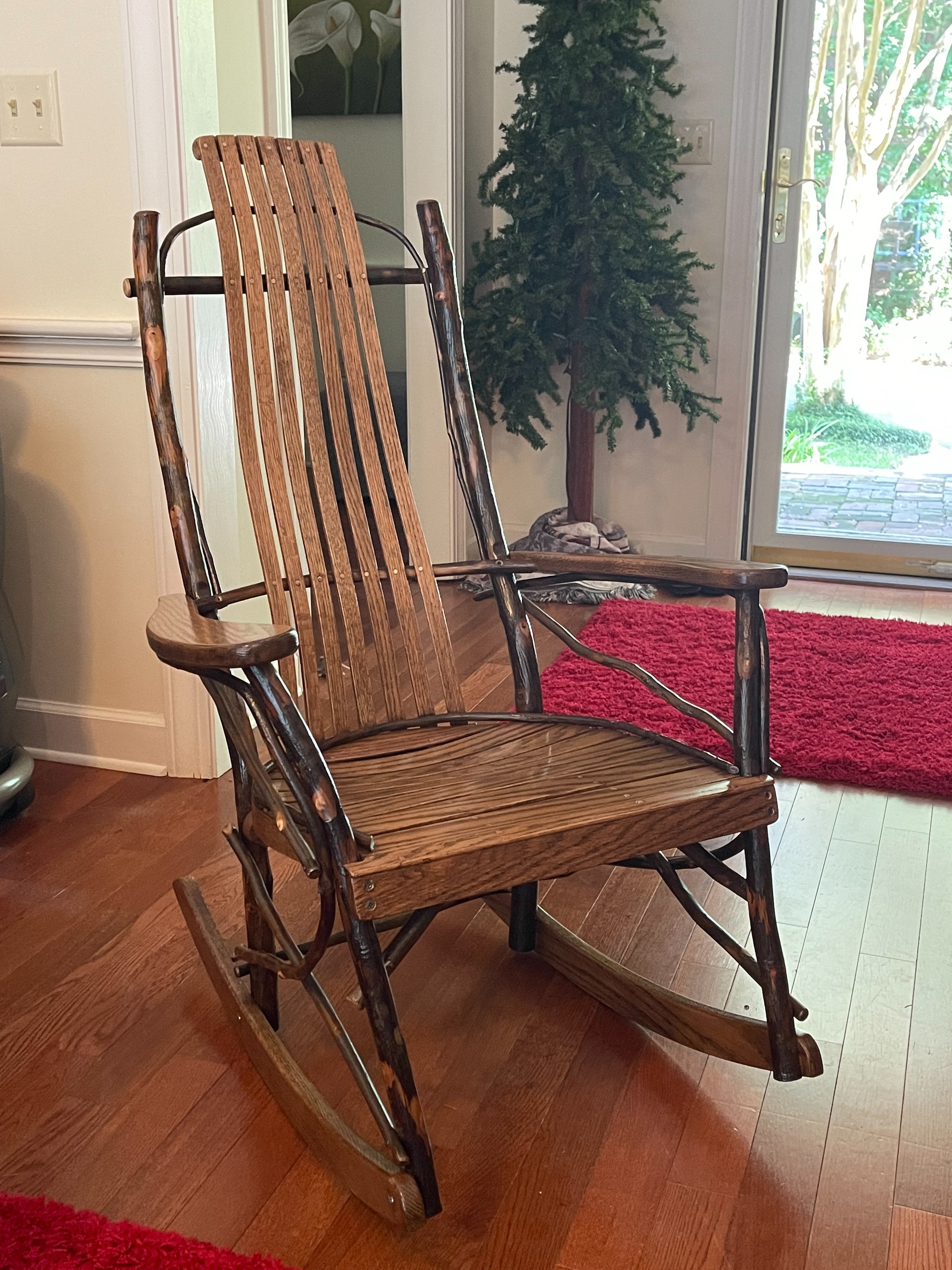 Premium A L Furniture Hickory Rocking Chair - Solid Wood Handcrafted Rocker for Living Room, Nursery & Porch - Comfortable Traditional Rocking Chair for Relaxation & Nursing