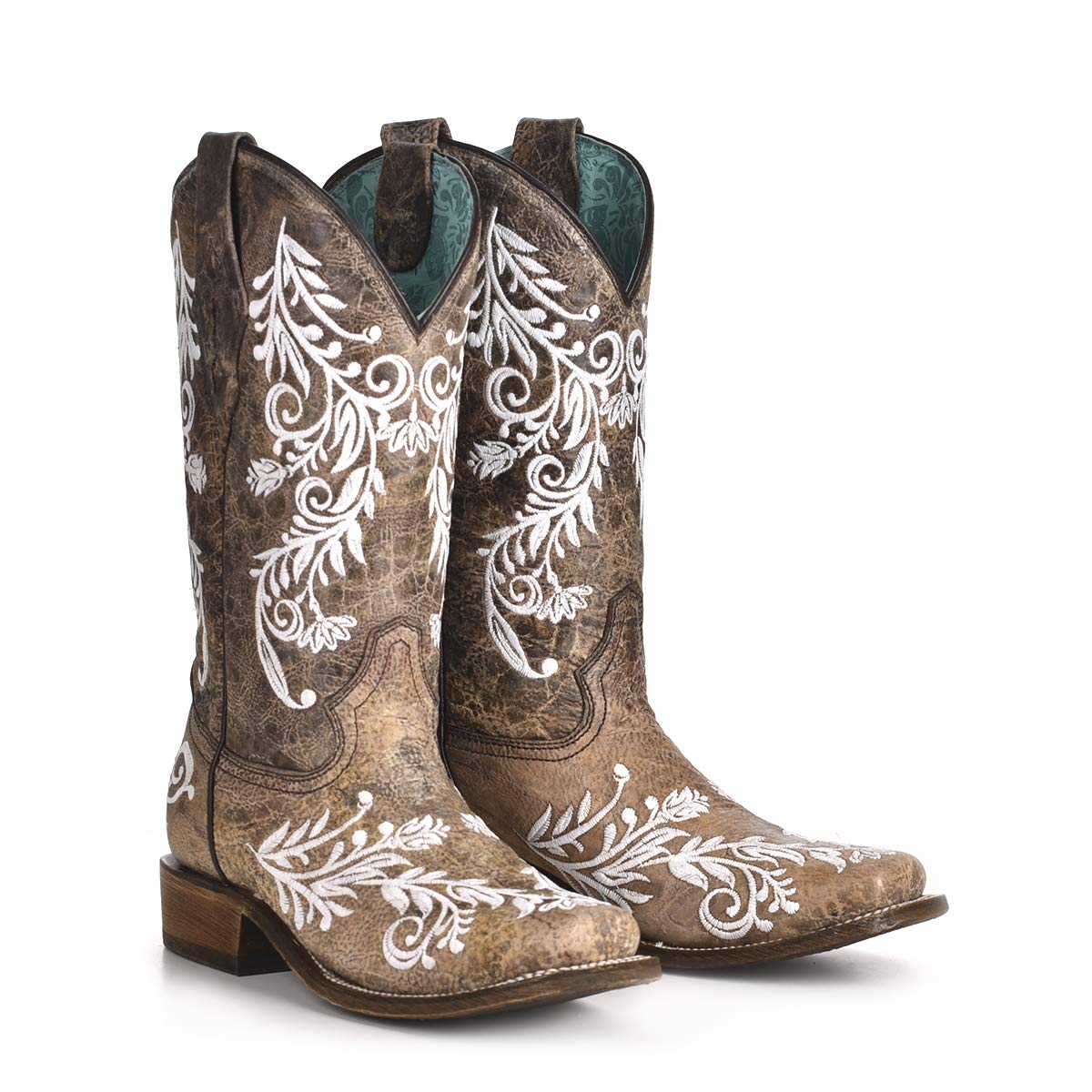 CORRAL Women's Western Cowhide Leather Boots - Embroidered Brown Cowboy Boots for Country Dancing, Rodeo & Casual Wear