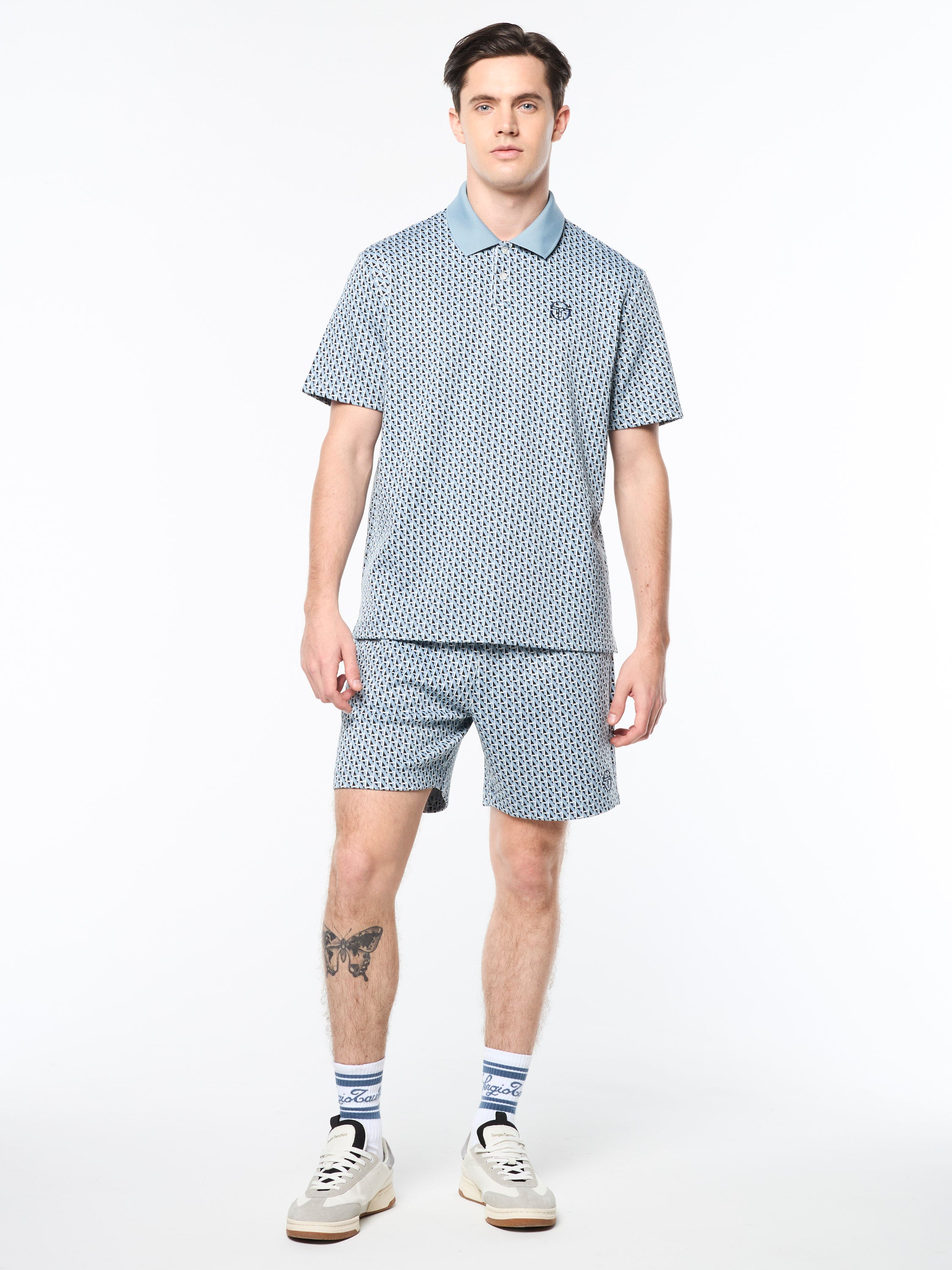Paolo Knit Polo Shirt for Men - Faded Denim Blue Casual Button Down Shirt | Breathable & Comfortable Cotton Blend | Perfect for Office, Business Casual & Weekend Outings