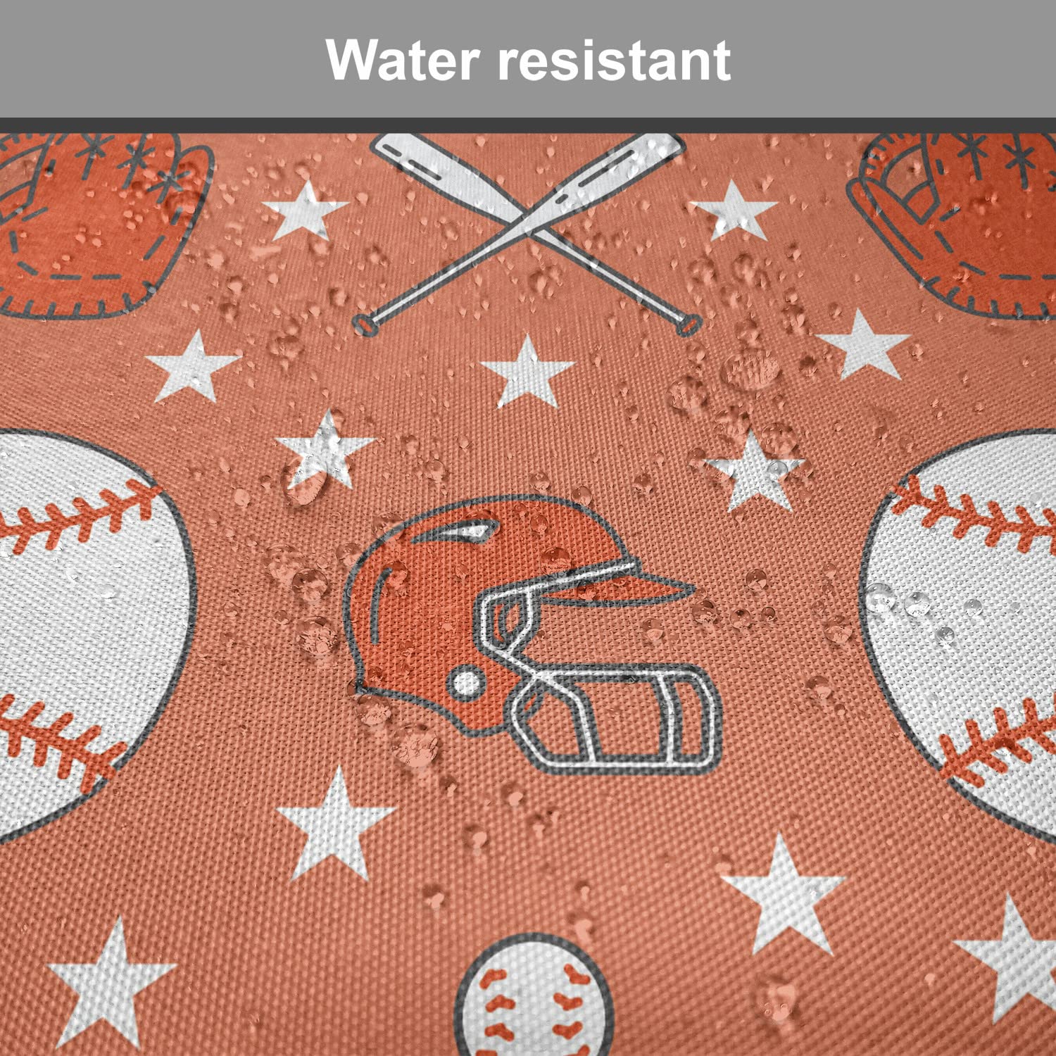 Lunarable Baseball Chair Cushion Set of 12 - Softball Game Seat Pads with Balls, Gloves & Bats Design - Anti-Slip Kitchen & Patio Seat Cushions 16