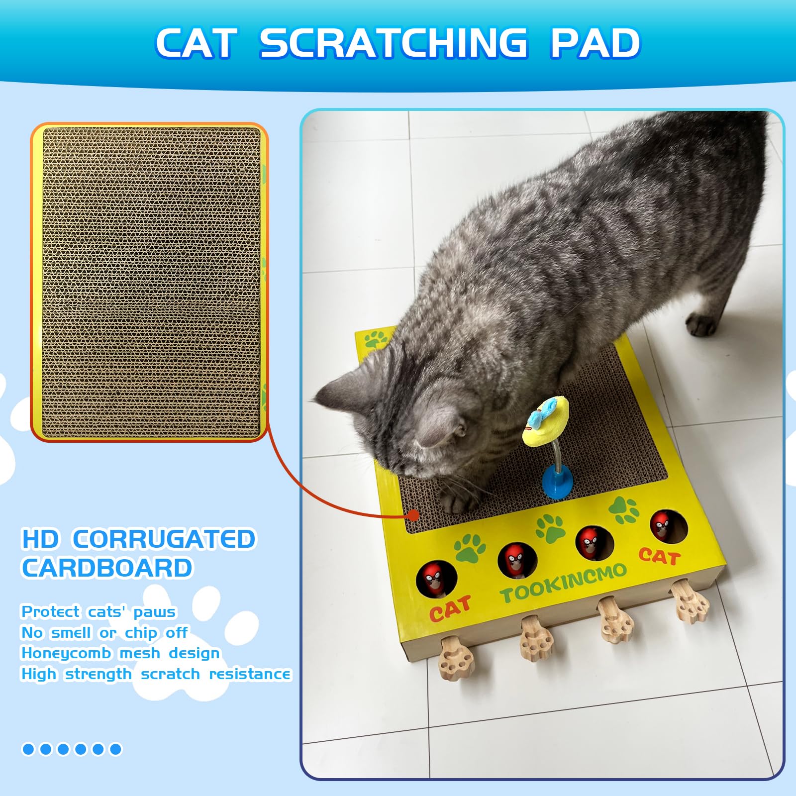 4-in-1 Cat Toy Box with Interactive Games - for Indoor Cats Play & Exercise