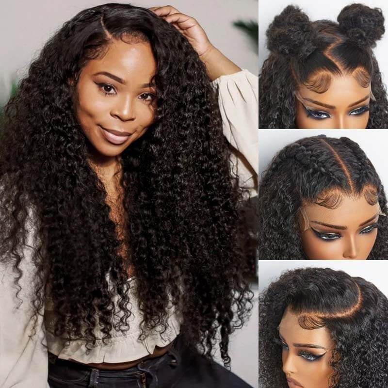 Eullair Wear and Go Glueless Wigs - 9x6 Lace Front Human Hair Wig with Bleached Knots & Pre-Plucked Hairline | Curly No Glue Lace Wig for Daily Wear, Parties & Special Occasions