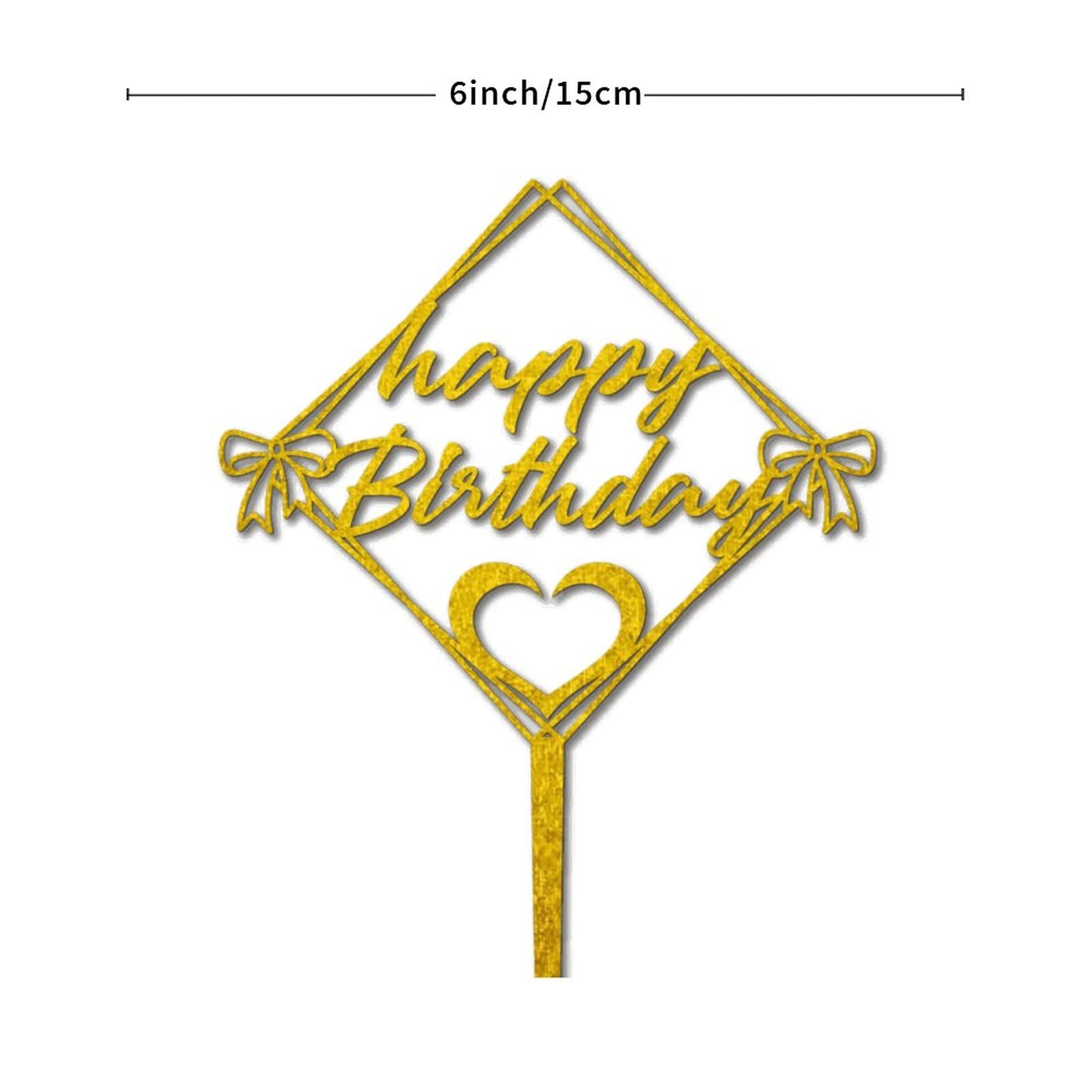 Golden Acrylic Rabbit & Deer Antlers Cake Topper - Happy Birthday Party Decorations for Anniversary, Kids & Adults - Custom Cake Decor for Birthday Cakes, Baby Showers & Special Celebrations