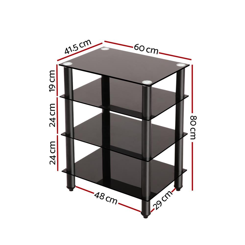 4-Tier HiFi Audio Equipment Stand - Sturdy & Adjustable for Turntables, Receivers, and Speakers | Perfect for Home Theater & Music Listening Setup