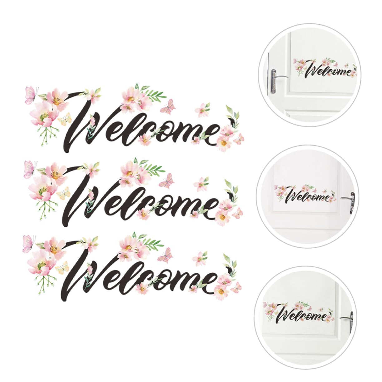 Yardenfun PVC Self-Adhesive Welcome Stickers - Floral Wall Decals for Bedroom & Living Room Decor - Removable Home Decorative Wall Stickers - Perfect for Home, Office & Nursery Wall Decoration
