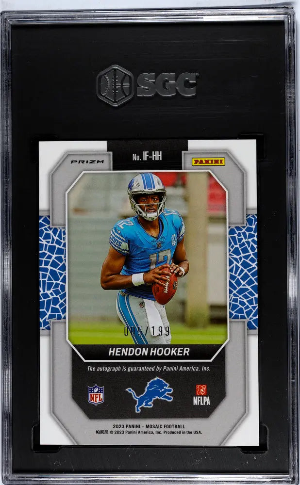2023 Panini Mosaic Hendon Hooker In Focus Red Prizm Auto SGC 10 /199 - Rare Football Trading Card for Collectors & Investors - Perfect for Display, Gifts & Sports Memorabilia Collections
