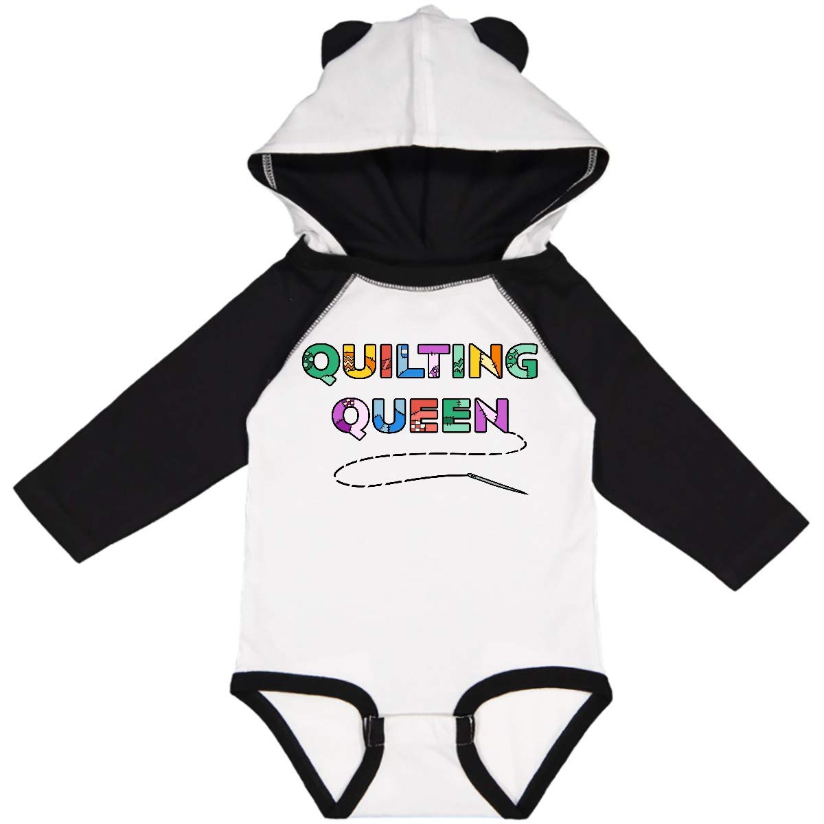 Inktastic Quilting Queen Stitching with Needle Long Sleeve Baby Bodysuit - Soft Cotton Onesie for Newborns & Infants - Perfect for Crafting, Sewing & Quilting Enthusiasts