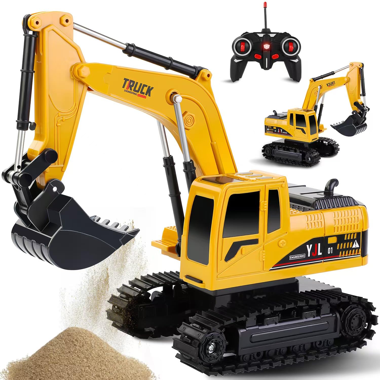 2.4Ghz Remote Control Excavator Toy for Kids - RC Construction Vehicle with Realistic Functions for Boys & Girls Ages 8-12 | Outdoor Play, Birthday Gifts, Construction Pretend Play