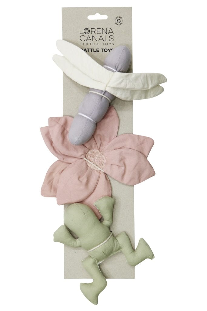 Lorena Canals Lily Pond Organic Cotton Baby Rattle Toy - Soft & Safe for Newborns, Infants - Perfect for Playtime, Nursery Decor, and Baby Shower Gifts