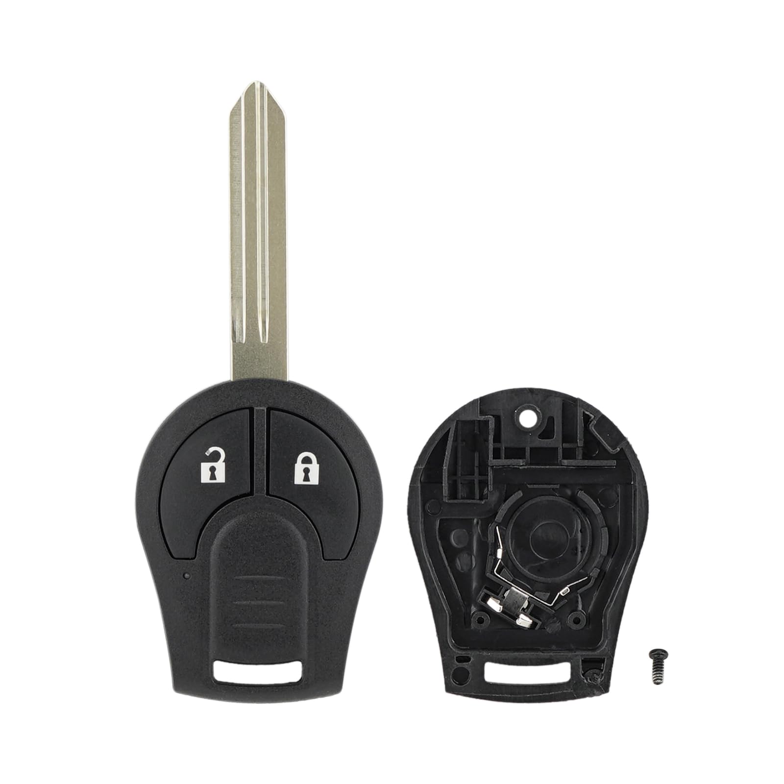 Replacement 2-Button Remote Car Key Fob Case Shell for Nissan Note/Micra/Juke/Qashqai/Tiida/X-Trail/Cube/NV200/Navara - Includes Screwdriver, Key Ring & CR1620 Battery (Perfect for Key Replacement & DIY Repair)