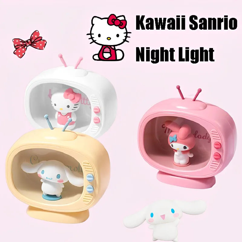 Cute Sanrio Cinnamoroll Hello Kitty Night Light - LED Desk Lamp for Kids Room, Bedside Decor, Anime Themed Gift for Girls & Boys - Perfect for Bedtime, Study Room, and Nursery Lighting