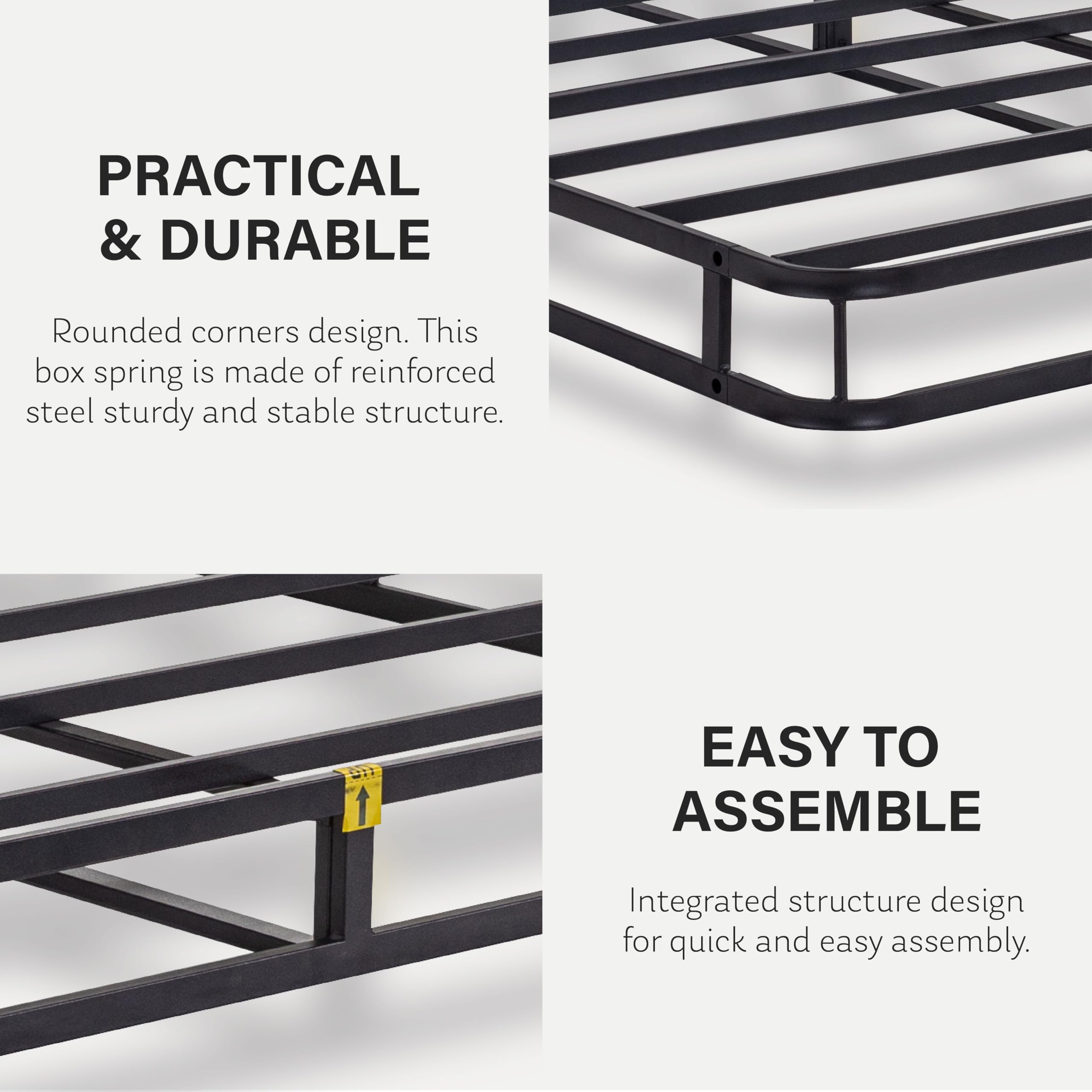 5 Inch Queen Size Easy Assembly Mattress Foundation - Strong Steel Metal Frame & Sturdy Support - Black Box Spring for Bedroom, Guest Room, or Dorm