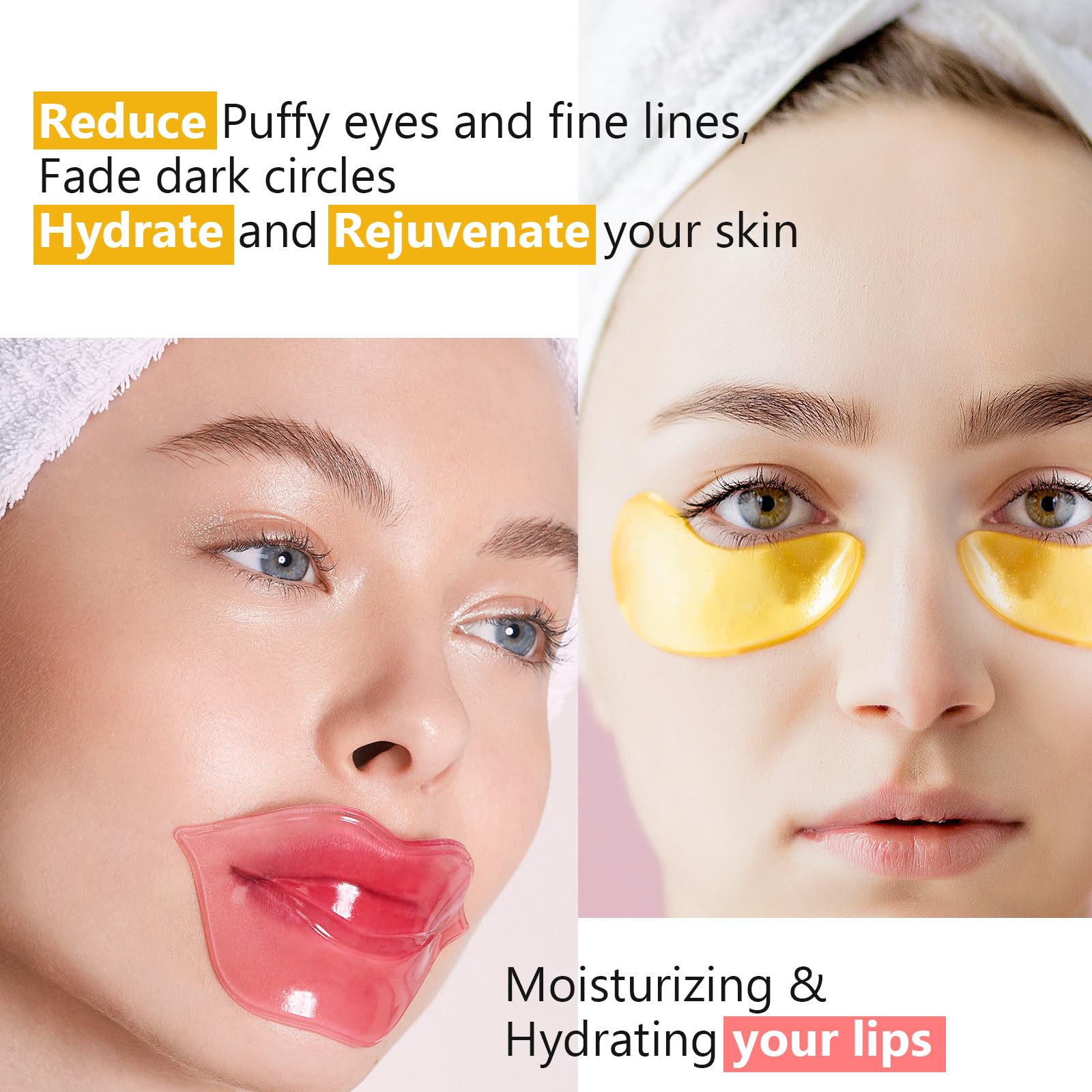 15 Pairs Collagen Eye Masks & 15 Moisturizing Lip Masks Set - Anti-Wrinkle Under Eye Patches & Hydrating Lip Pads for Dark Circles, Fine Lines & Dry Lips - Perfect for Night Skincare Routine & Travel Essentials
