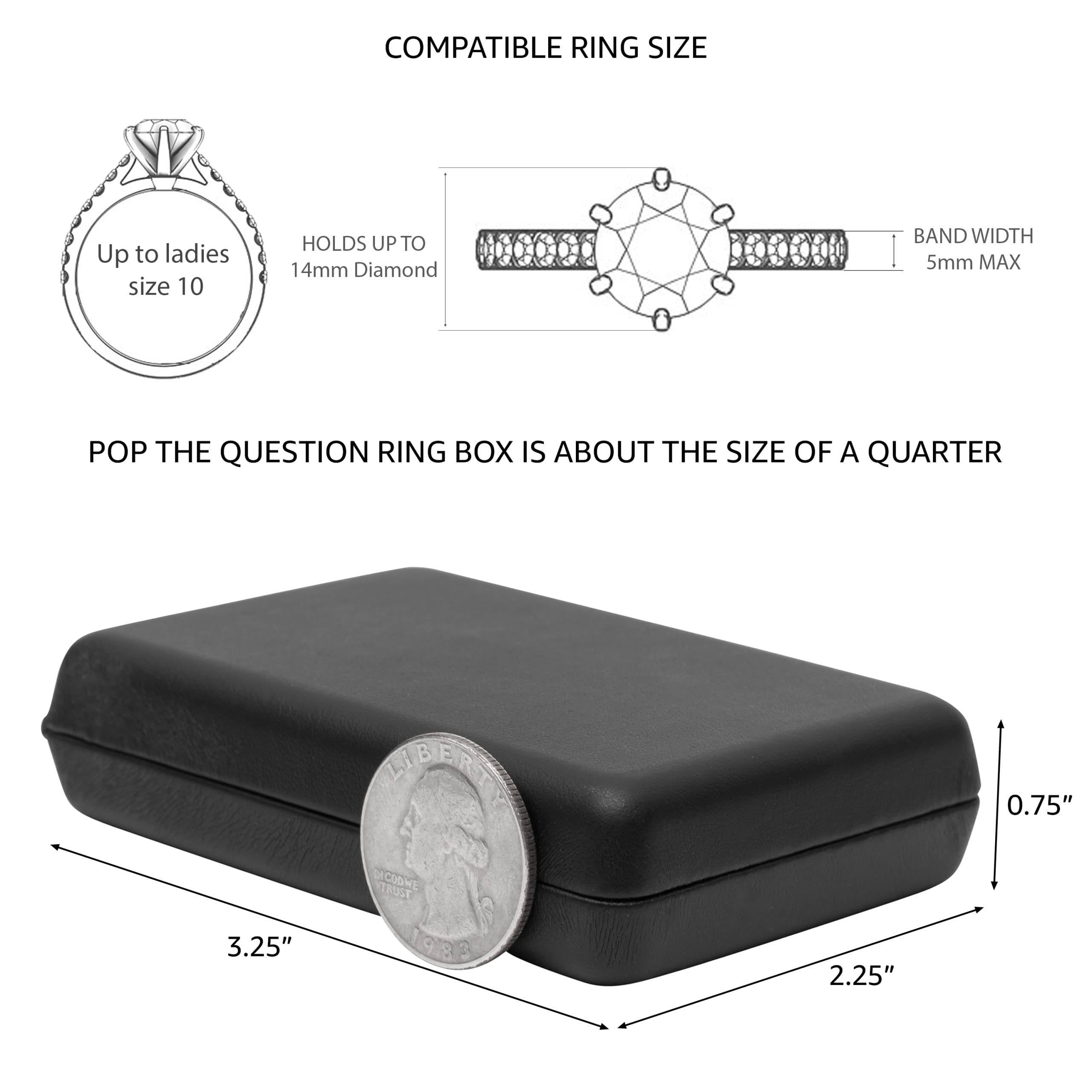 Noble Pack Pop the Question Ring Box - Flat & Slim Engagement Ring Box for Proposal, Wedding, Anniversary & Special Occasions | Perfect for Romantic Surprises & Marriage Proposals