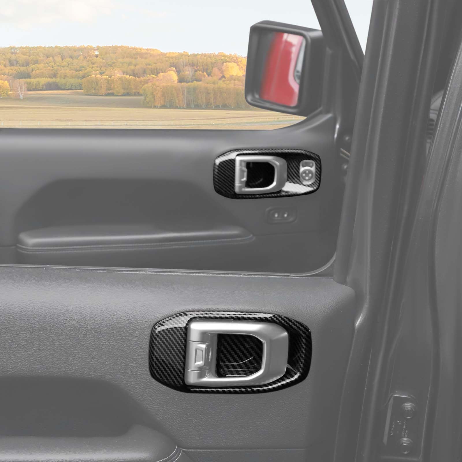 Carbon Fiber Inner Door Handle Bowl Cover Trim for Jeep Wrangler JL/JLU & Gladiator JT (2018-2024) - Interior Accessories Set of 4 - Upgrade Your Ride with Premium Protection & Style