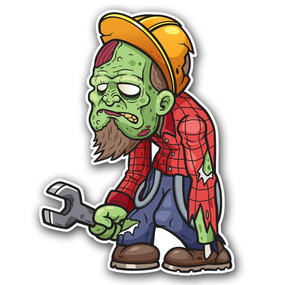 Zombie Construction Worker Vinyl Decal Sticker - 4.25
