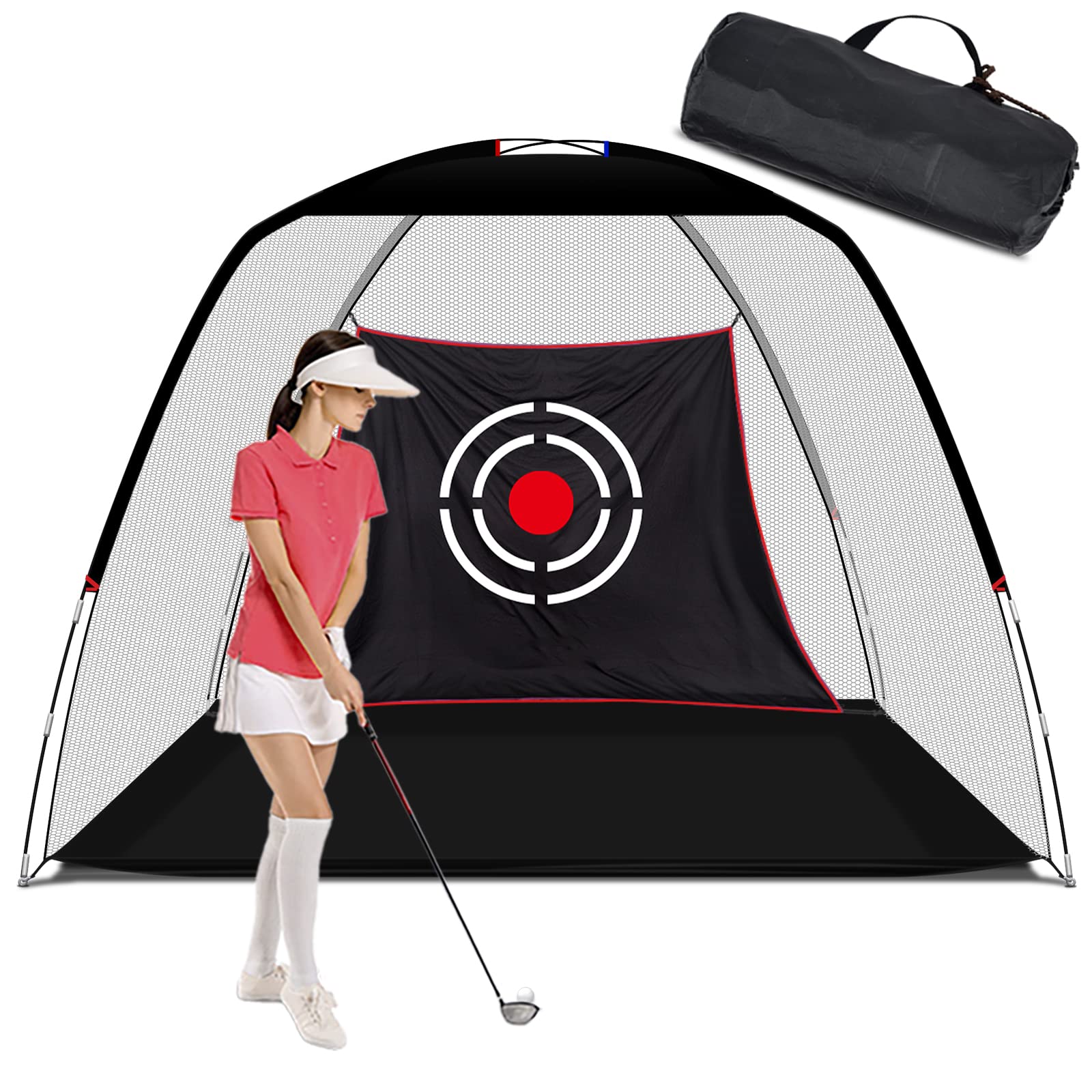 Premium Golf Practice Net with Target - Indoor & Outdoor Golf Hitting Net for Garage, Backyard Driving Range - Golf Training Aids for Home Use | Perfect for Golf Swing Practice, Driving Range Simulation & Backyard Golf Games