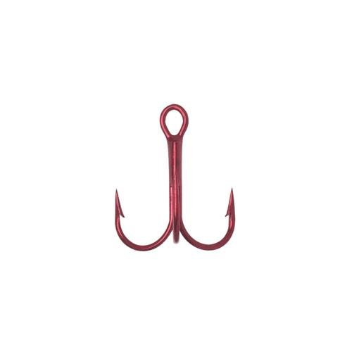 Premium Round Bend Treble Fishing Hooks - Size #1, Red Tin (Pack of 50) - Perfect for Bass, Trout, and Saltwater Fishing Lures