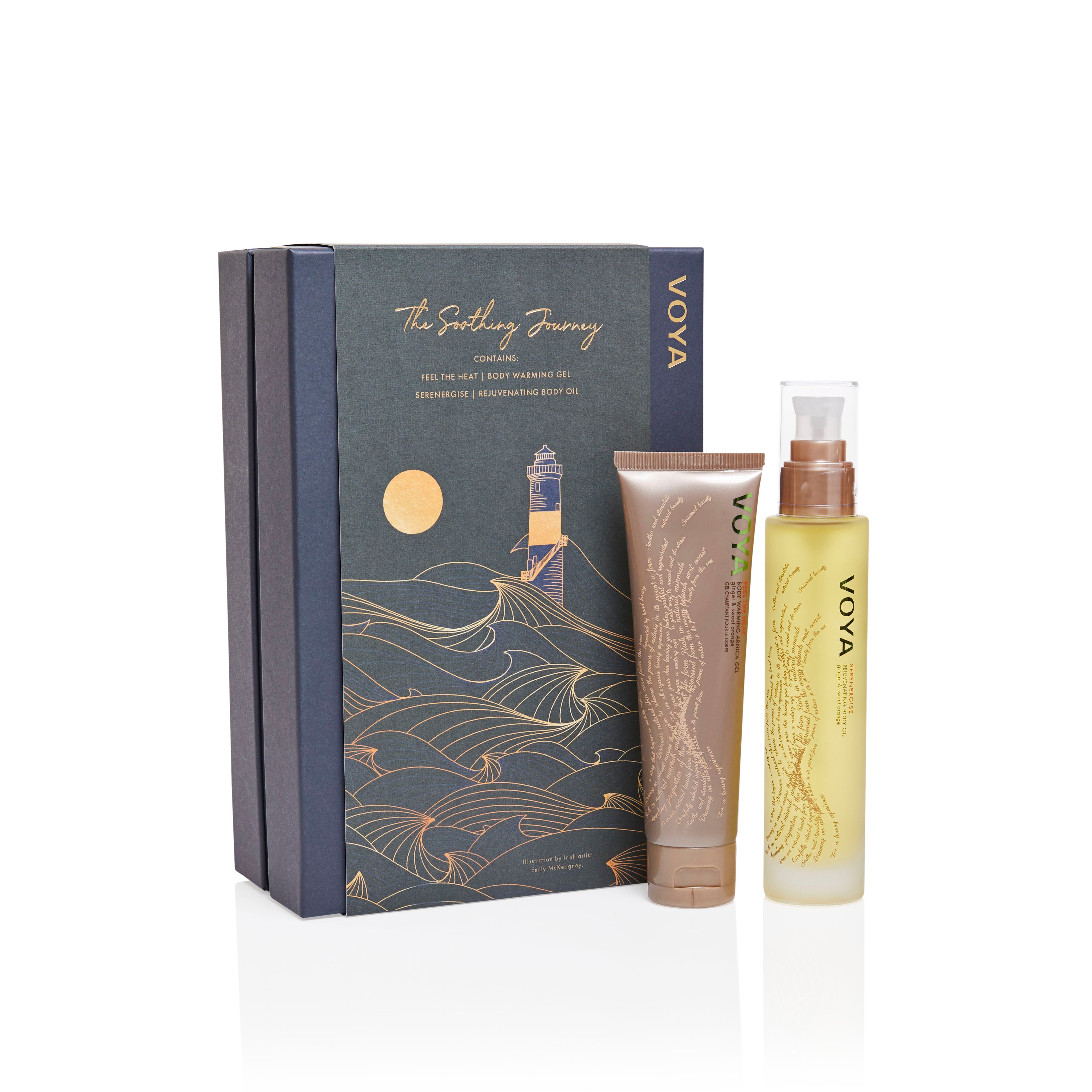 VOYA The Soothing Journey Bodycare Recovery Duo Set - Organic Skincare Gift for Dry & Sensitive Skin - Perfect for Post-Workout Recovery & Spa Night Self-Care Routine