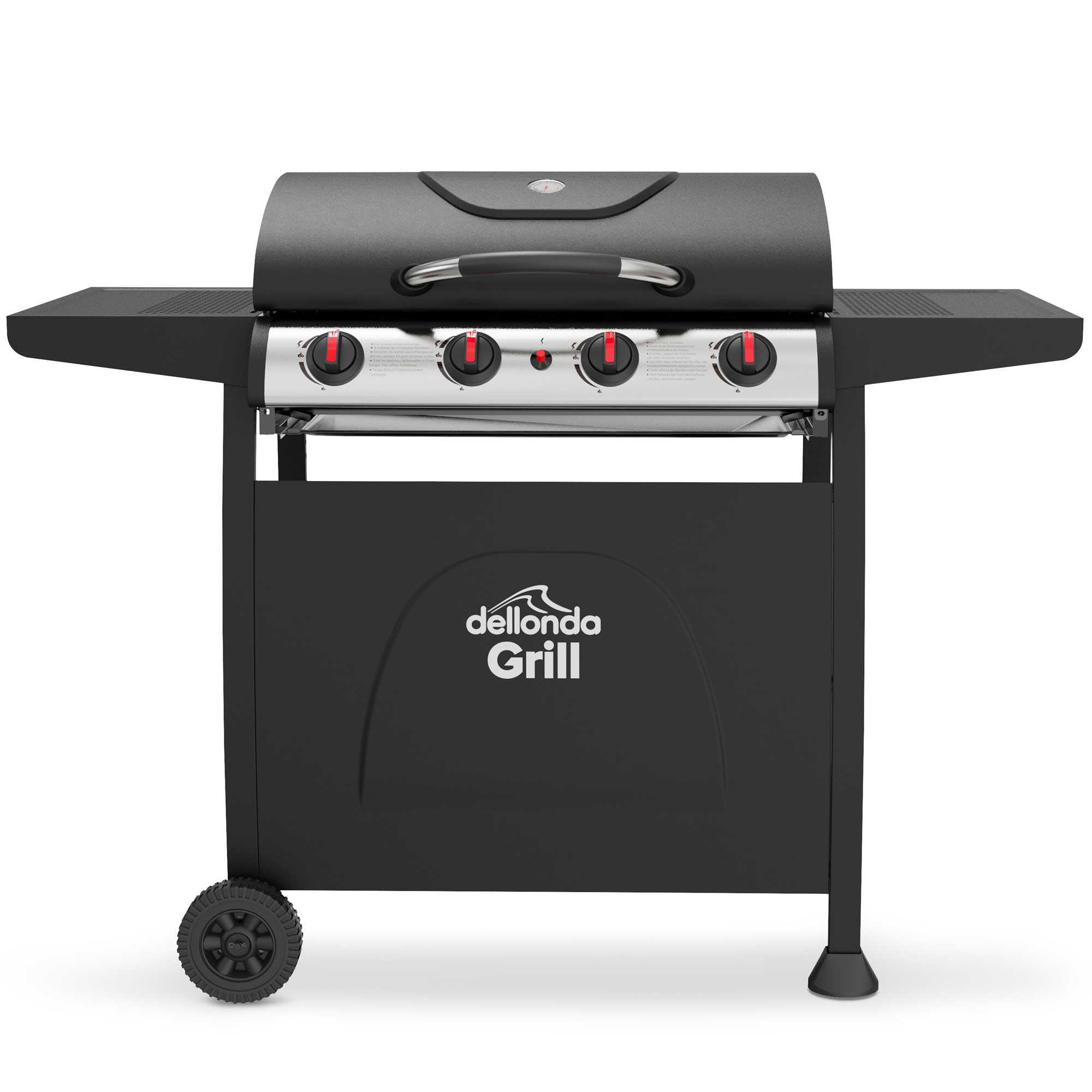 4 Burner Gas BBQ Grill with Piezo Ignition & Built-In Thermometer - Black/Stainless Steel Outdoor Cooking Grill - Perfect for Backyard BBQs, Camping & Tailgating Parties