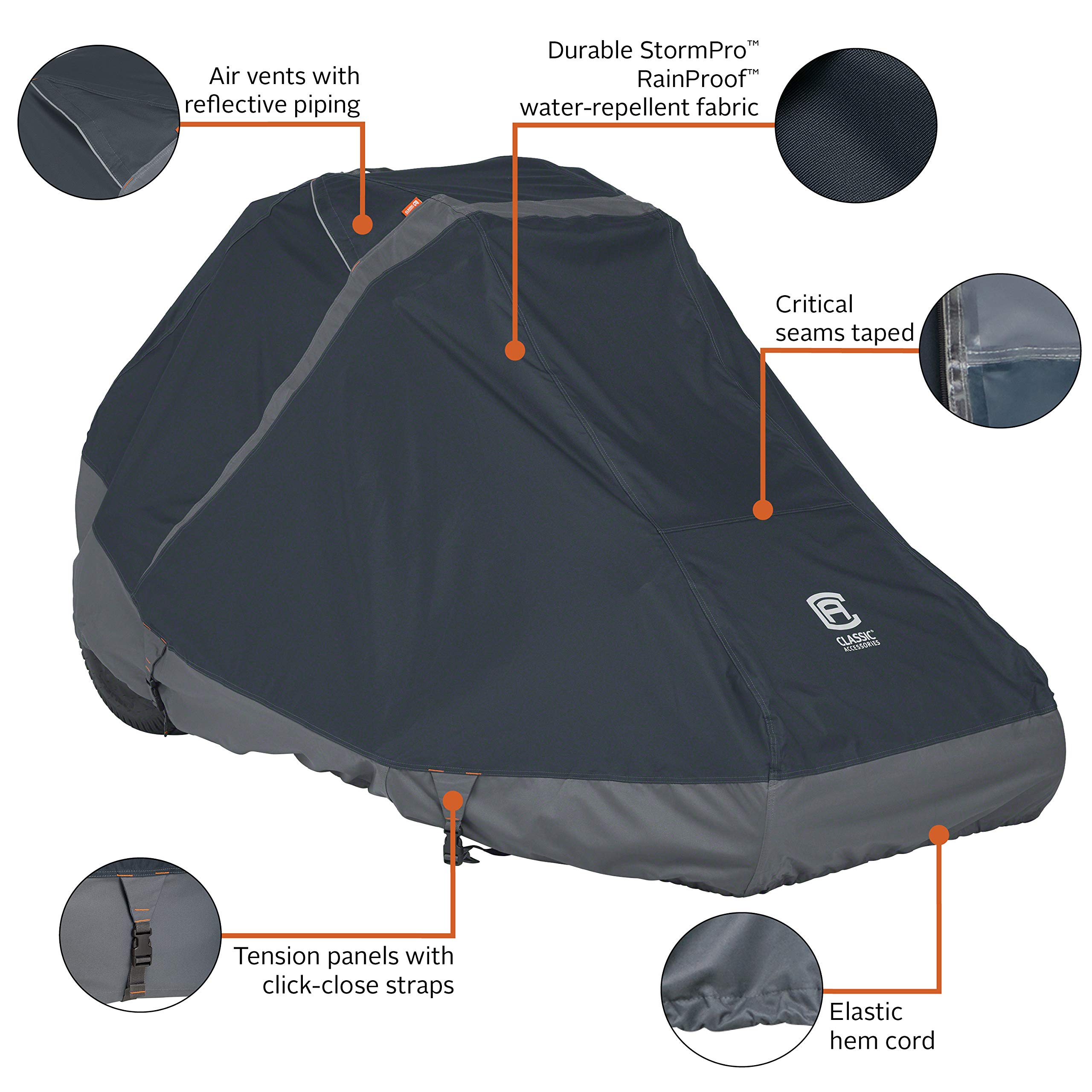 Classic Accessories StormPro Waterproof Heavy-Duty Zero Turn Mower Cover for 50-Inch Decks - Outdoor Lawn Equipment Protection