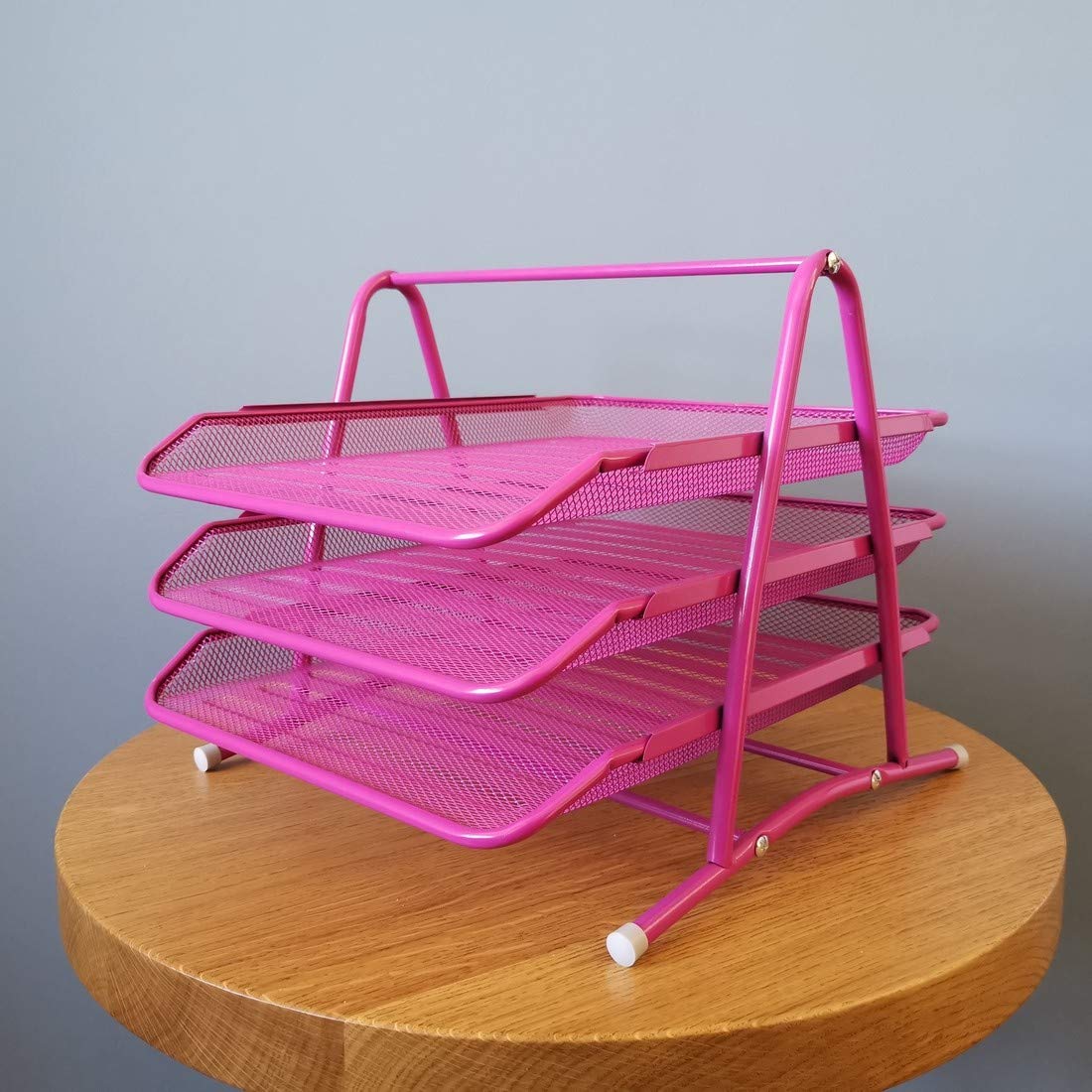 Leviatan Metal Storage Compartments - Office Desk Organizer with Document Drawers & A4 Trays | Mesh Organizer System for Office Drawer Organization (Pink) | Perfect for Home Office, School Desk & Workspace Organization