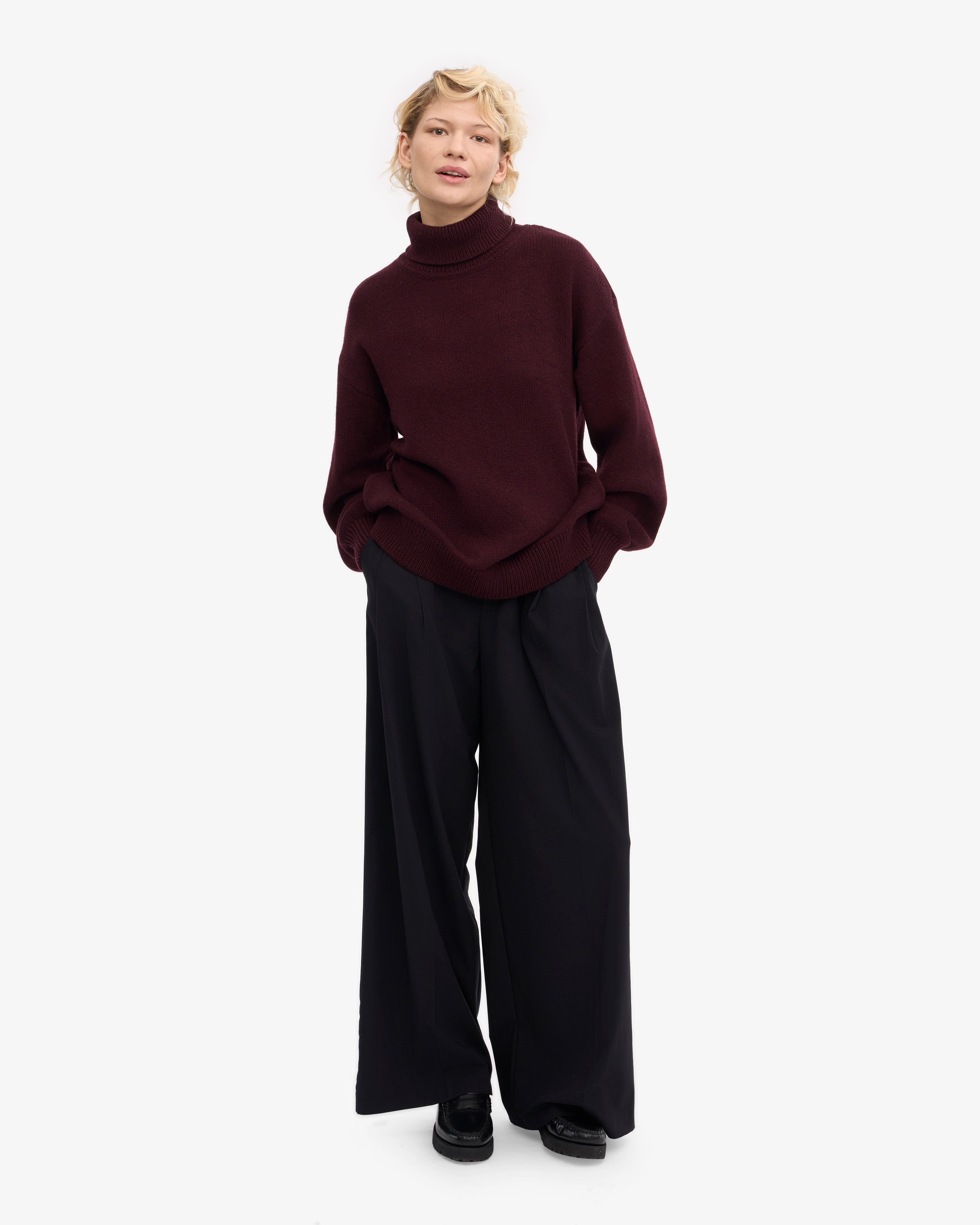 Premium Merino Wool Turtleneck Sweater for Women - Soft & Warm Oxblood Red Pullover - Perfect for Winter, Office Wear & Casual Outfits