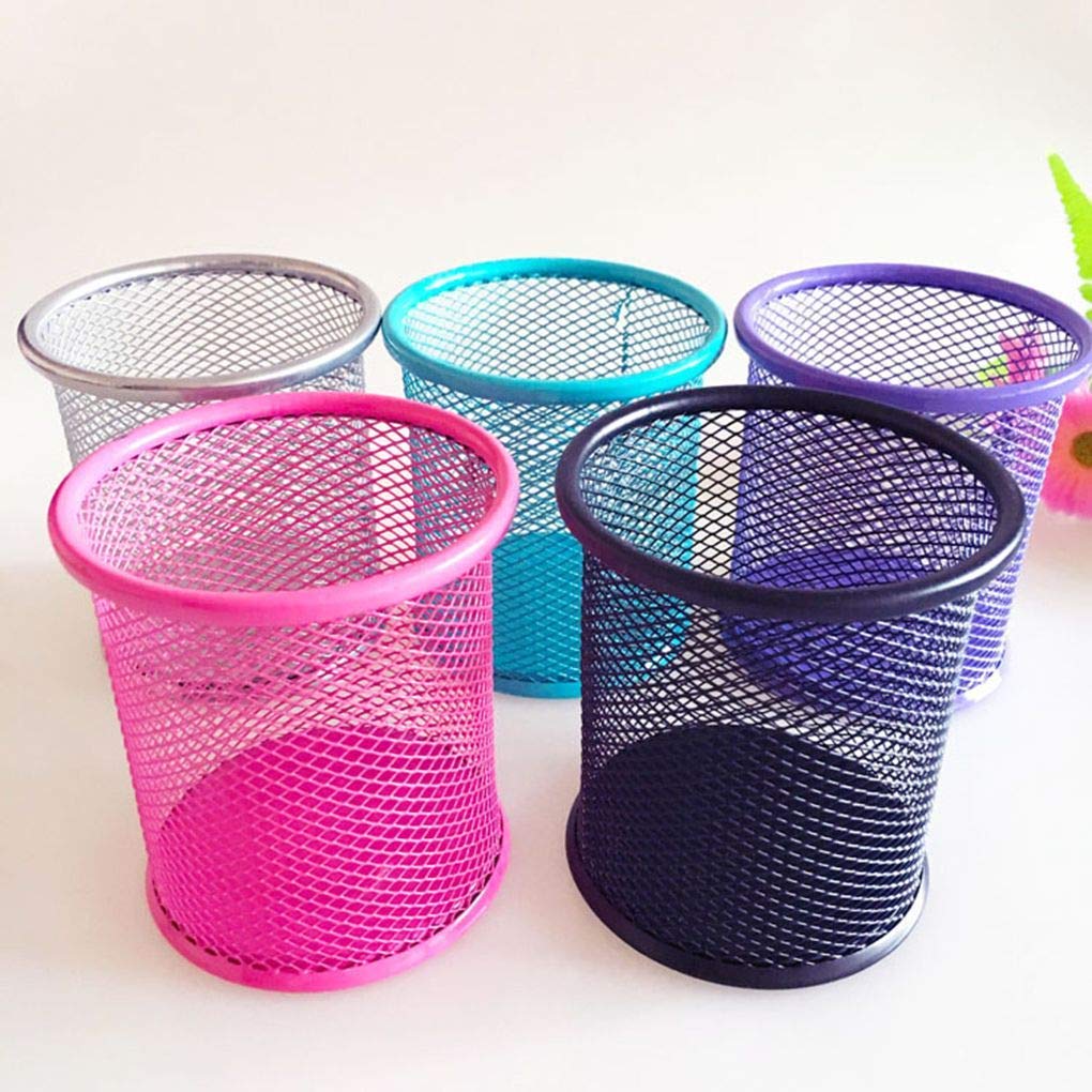 Metal Mesh Pen Holder - Cylinder Pencil Organizer for Office & Desk, Multi-Purpose Desktop Storage (Perfect for Home Office, School, and Workspace Organization)