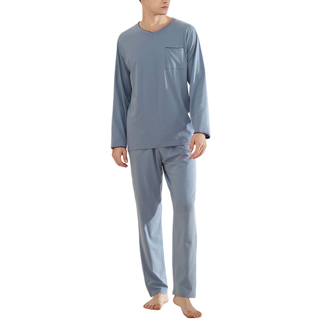 Men's Soft Modal Cotton Long Sleeve Pajama Set - 2 Piece Comfortable Sleepwear for Lounge & Bedtime - Cozy Homewear for Relaxing Evenings & Winter Nights
