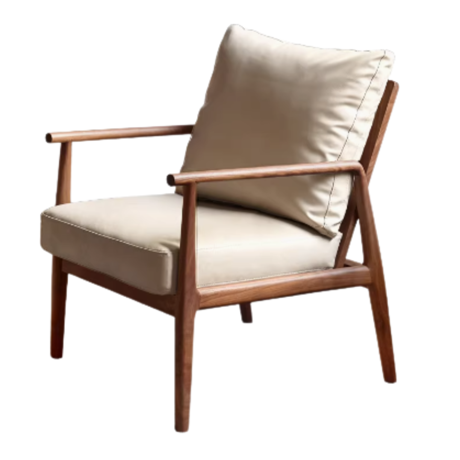 Premium Black Walnut Solid Wood Lounge Armchair with Matching Footstool - Handcrafted Comfort Chair for Living Room, Reading Nook & Relaxation Spaces