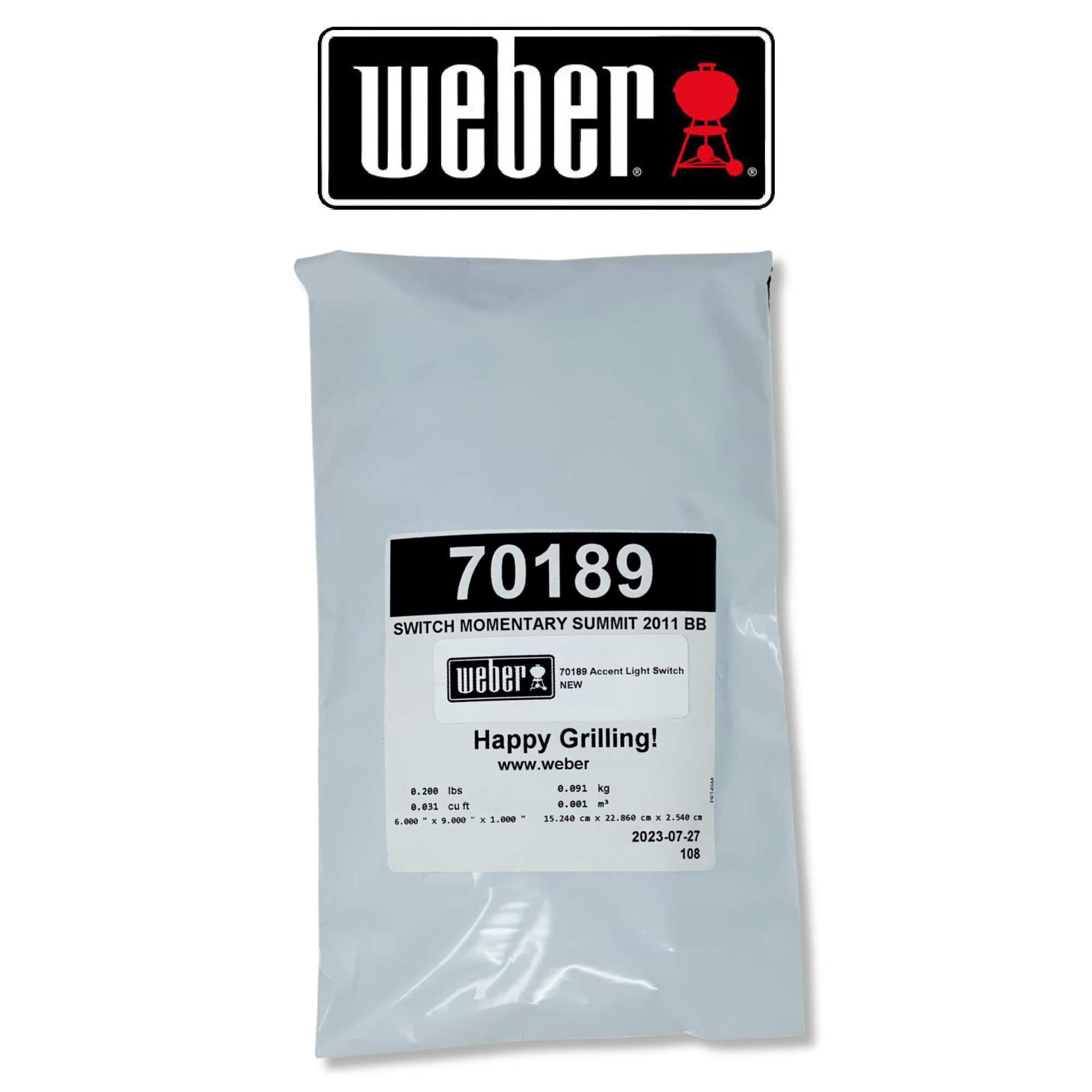 Weber Accent Light Switch for Summit Series Grills 70189 - Replacement Part for Outdoor BBQ Cooking, Camping & Backyard Grilling Accessories