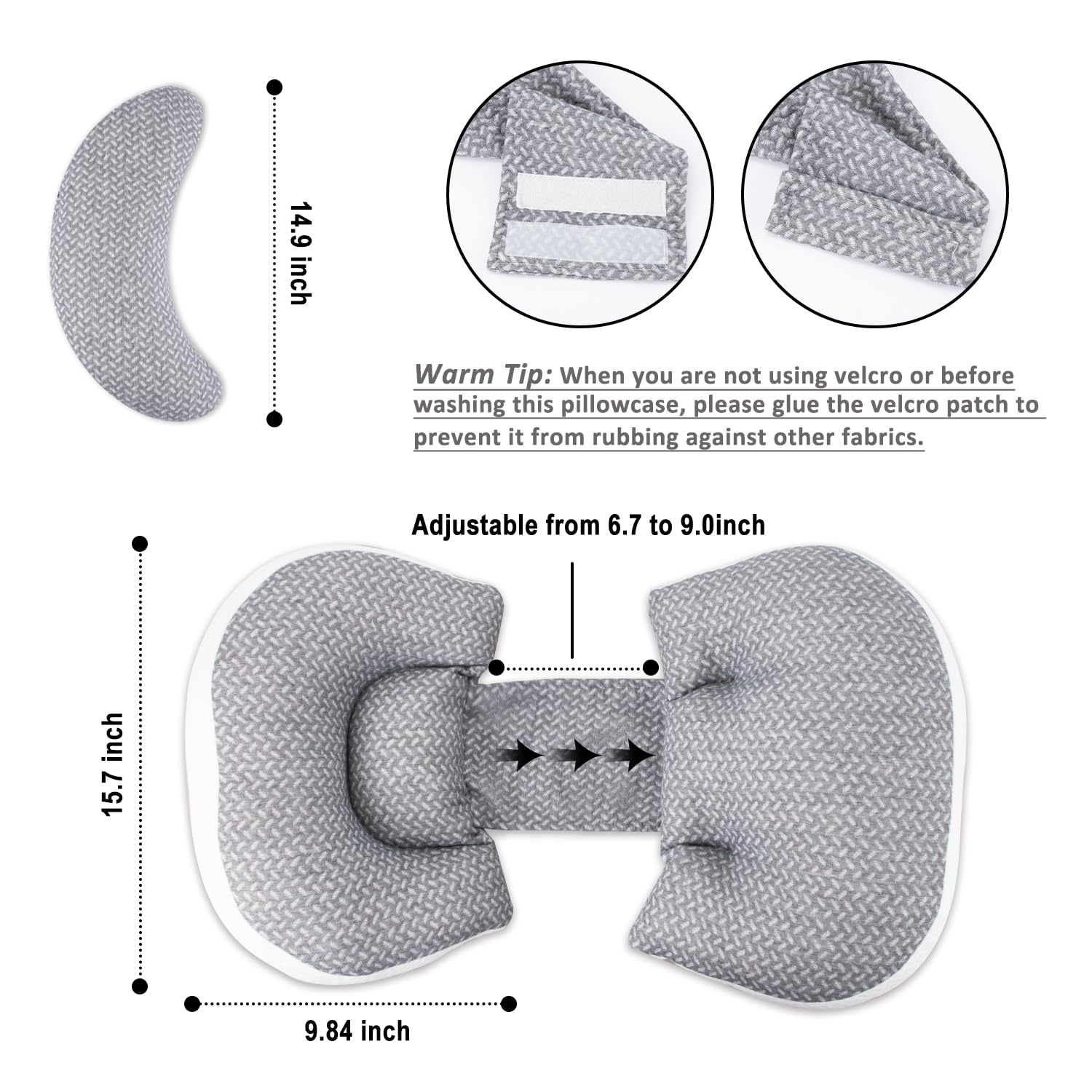 3-in-1 Maternity Pillow for Pregnant Women - Full Body Support Pillow for Back, Hips & Legs - Adjustable Pregnancy Pillow for Sleeping with Detachable Cover - Grey - Perfect for Side Sleeping, Nursing & Relaxation During Pregnancy