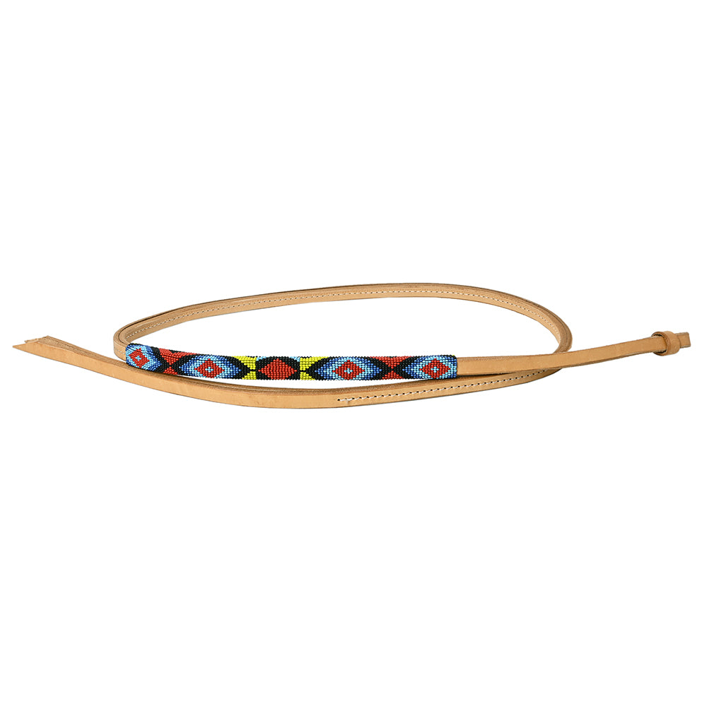 5 Ft Hilason Western Horse Whip - Beautiful Beaded Overlay American Leather Tan - Perfect for Equestrian Training, Rodeo Shows & Cowboy Costume Accessories