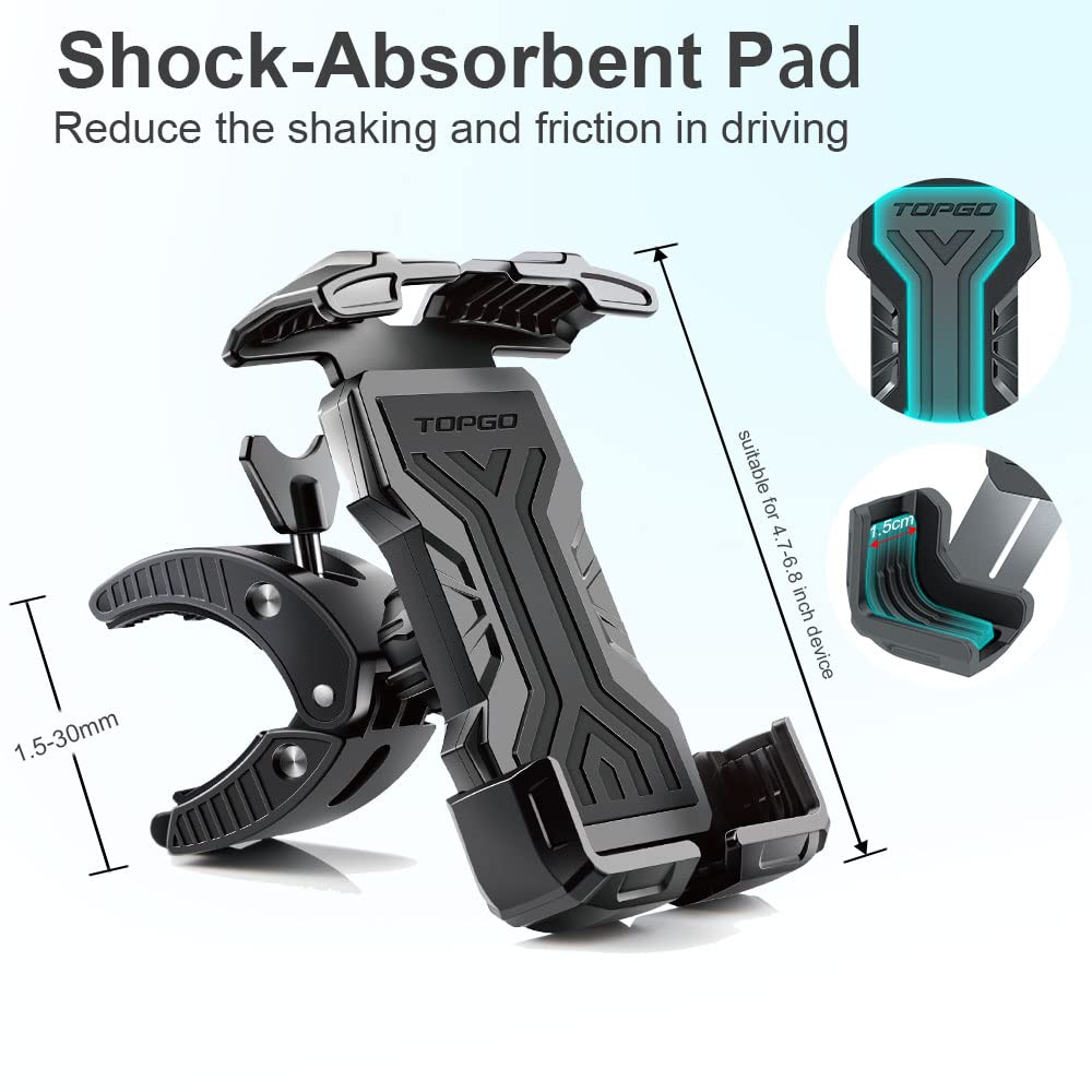 Premium Golf Cart Phone Holder - No Shake Bike & Motorcycle Phone Mount for Handlebars, One-Handed Operation (Black, Medium) - Perfect for Golfing, Cycling, Motorcycling & Outdoor Adventures