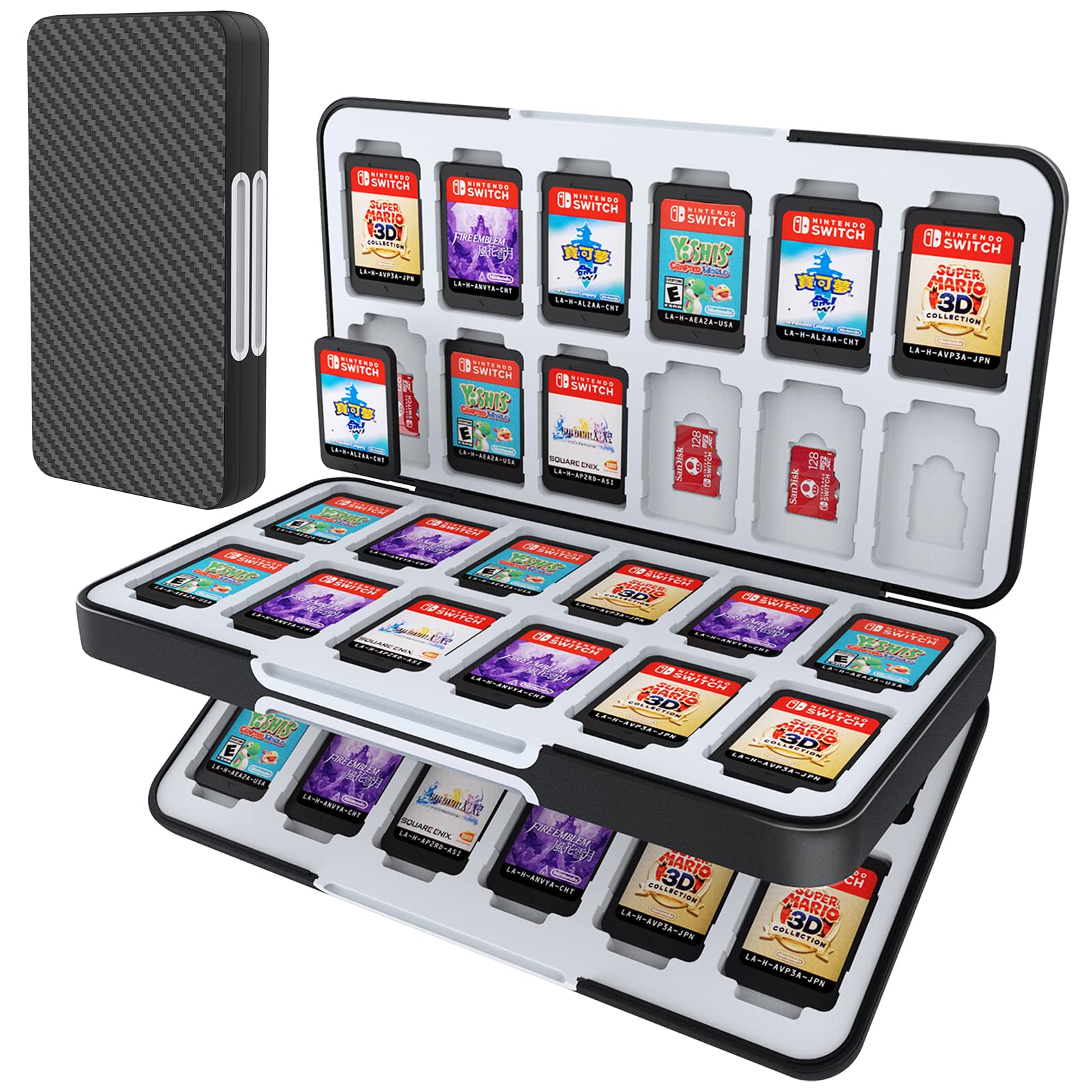 HEIYING Nintendo Switch Game Card Holder - Portable Travel Case for Switch/OLED/Lite with 48 Game & 24 Micro SD Card Slots - Perfect for Gaming On-The-Go & Organized Storage