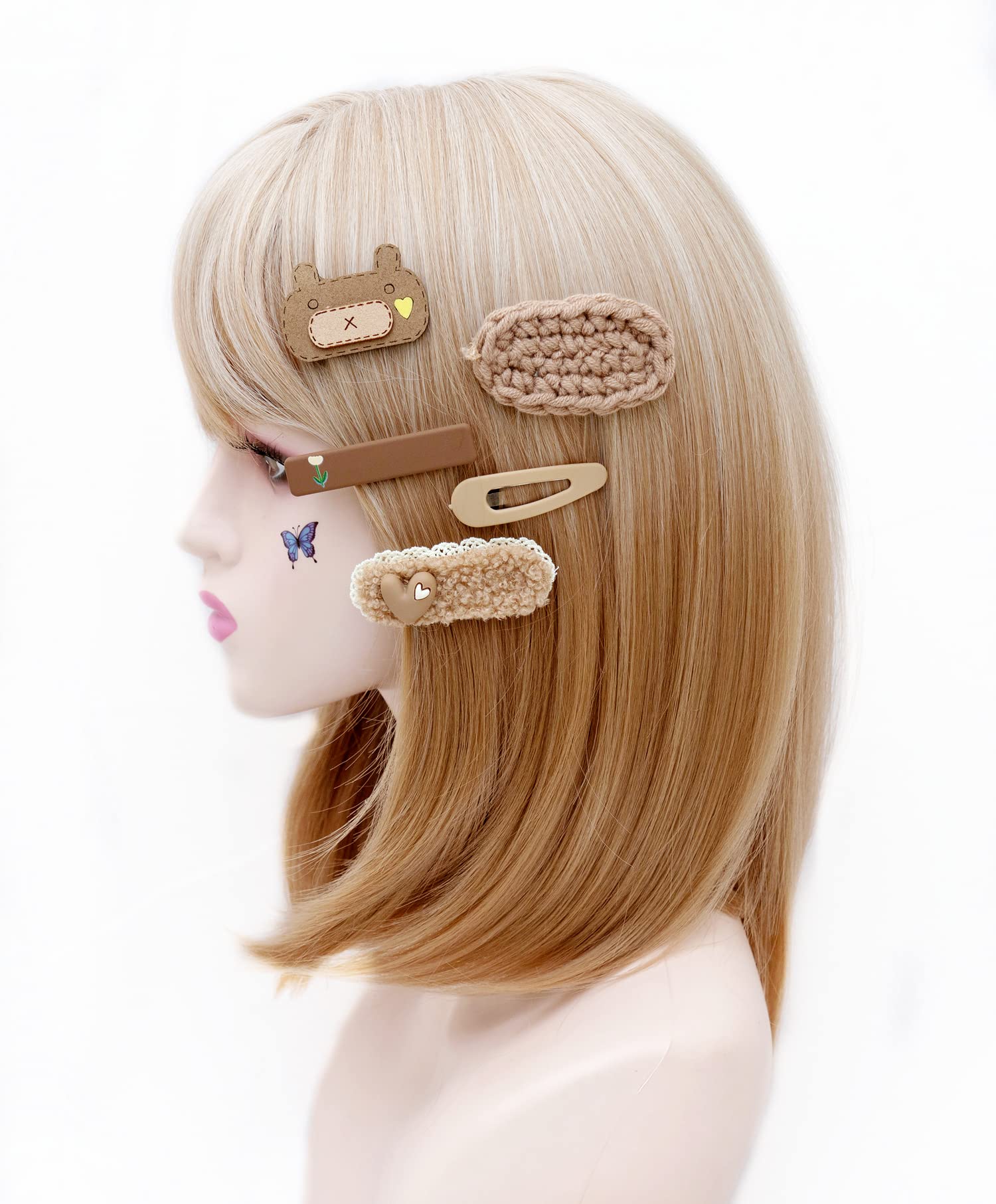 Rugelyss 10-Piece Milk Coffee Color Plush Hair Clips Set - Handmade Side Bangs Barrettes, Alligator Bobby Pins for Women & Girls | Perfect for Everyday Styling, Parties & Gifts