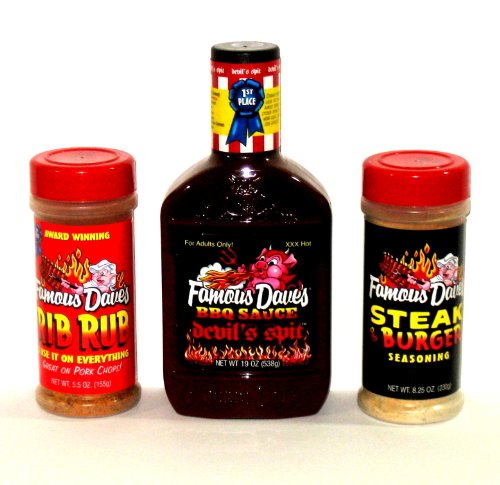 FAMOUS DAVE'S BBQ Sauce Variety Pack - Devil's Spit, Sweet & Zesty, Rich & Sassy (3-Pack) | Premium Barbecue Sauce for Grilling, Smoking & Dipping | Perfect for Ribs, Wings & Burgers