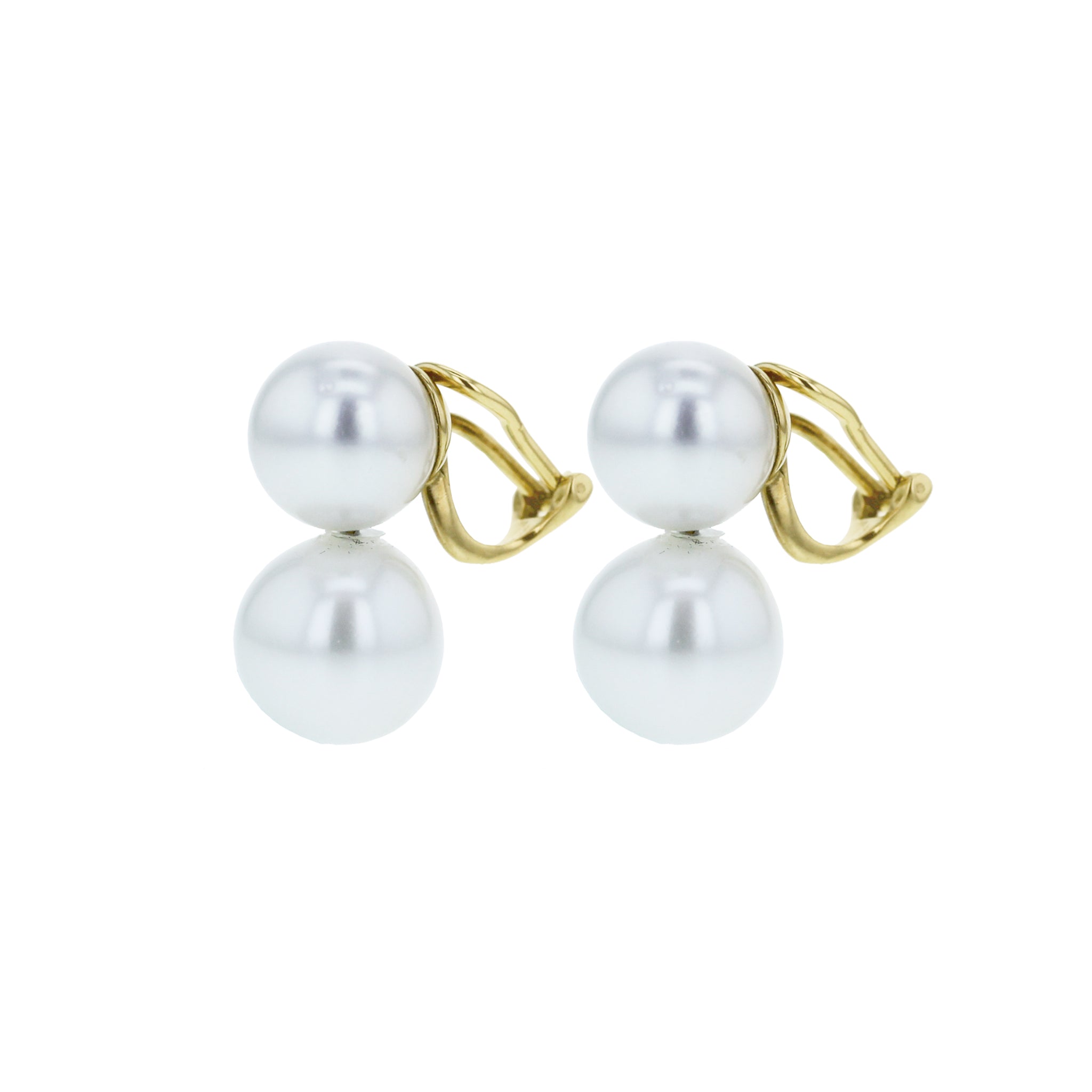 Piranesi Double White Pearl Earrings for Women - Elegant Pearl Stud Earrings for Wedding, Party & Everyday Wear - 925 Sterling Silver Jewelry Gift