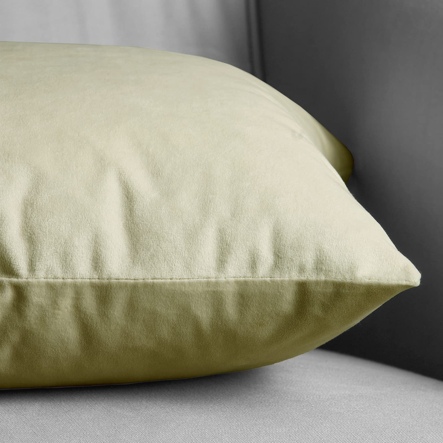 Premium Velvet Cushion Cover 18x18 Inches - Soft Cool Beige Pillow Case for Sofa, Bed, Chair - Signature Luxury Home Decor - Pair (VPCH-160405-CC18PR) - Perfect for Living Room, Bedroom & Office Decor